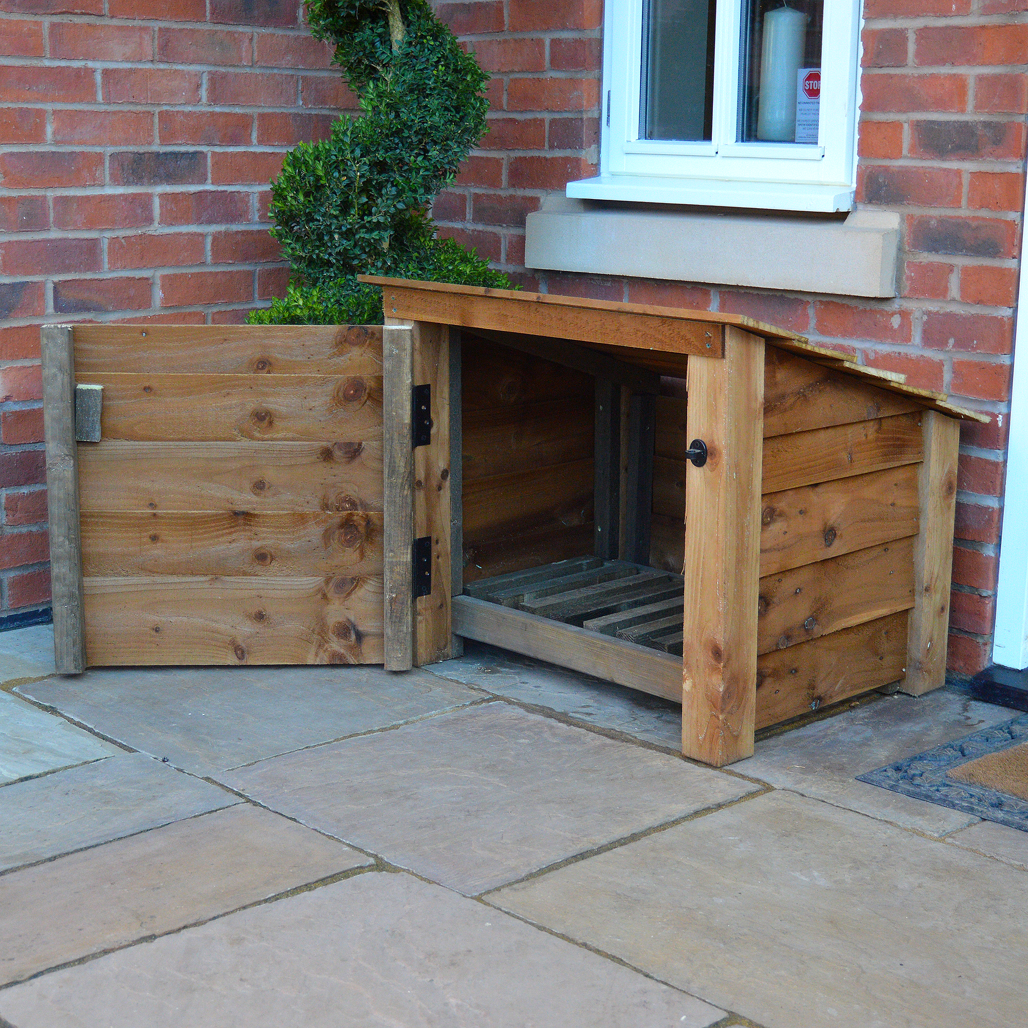Langham Minor Log Store - Rustic Brown - Solid Panels