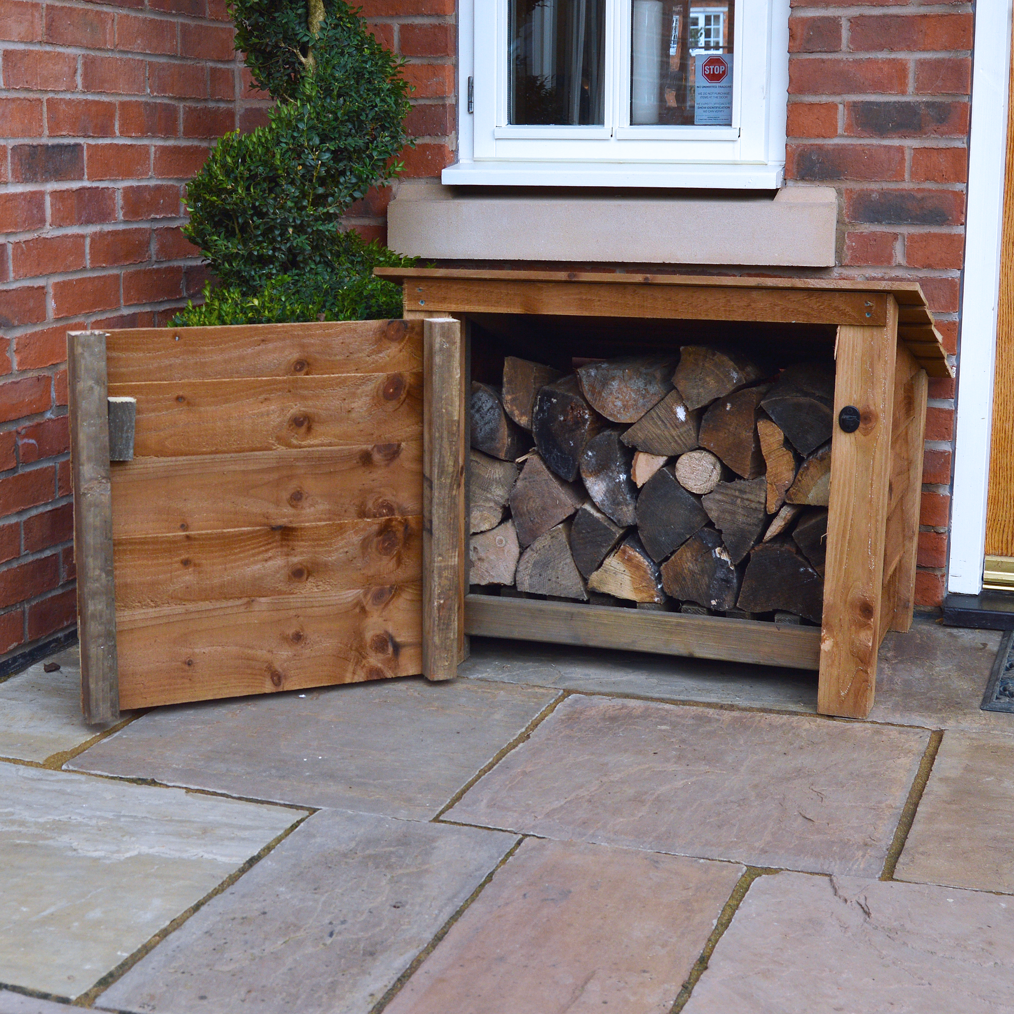Langham Minor Log Store - Rustic Brown - Solid Panels