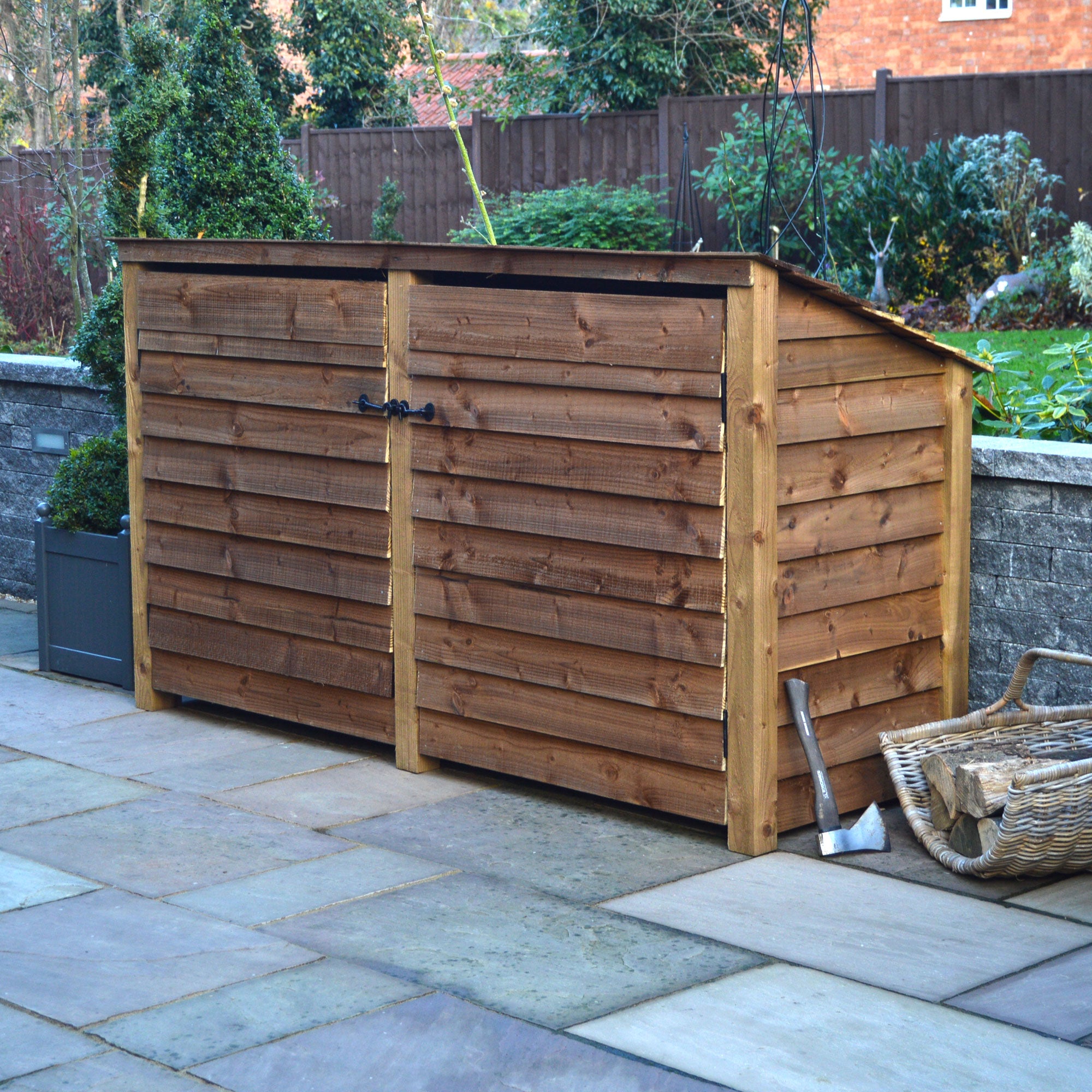 Normanton Log Store - Rustic Brown - Solid Panels - 7ft Wide x 4ft Tall