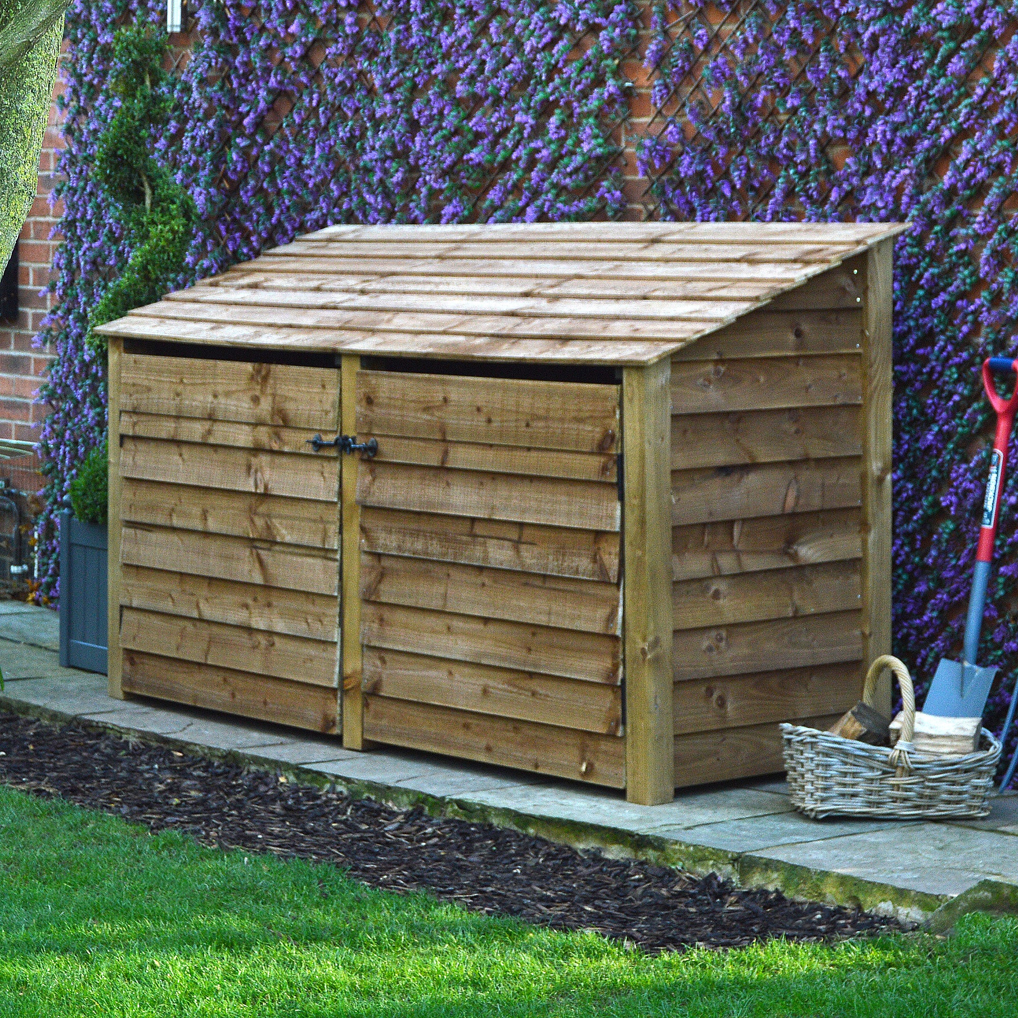 Normanton Log Store - Rustic Brown - Solid Panels - 7ft Wide x 4ft Tall