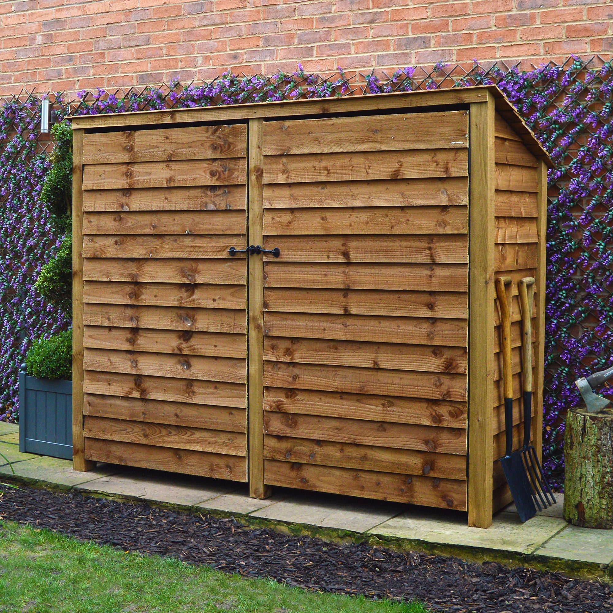 Normanton Log Store - Rustic Brown - Solid Panels - 7ft Wide x 6ft Tall