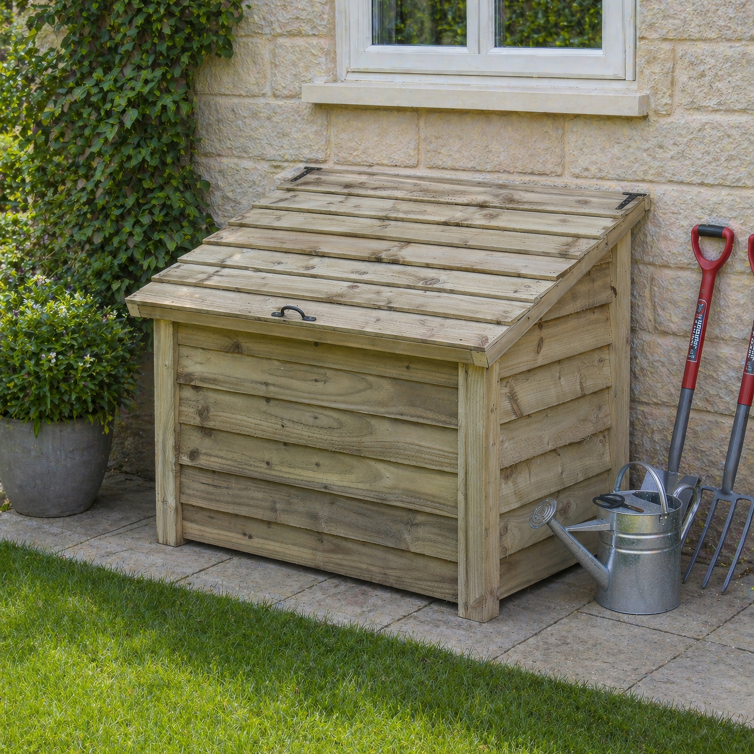 Pickworth Wooden Storage Chest - Light Green - Solid Base - 1.25m Width x 0.85m Depth