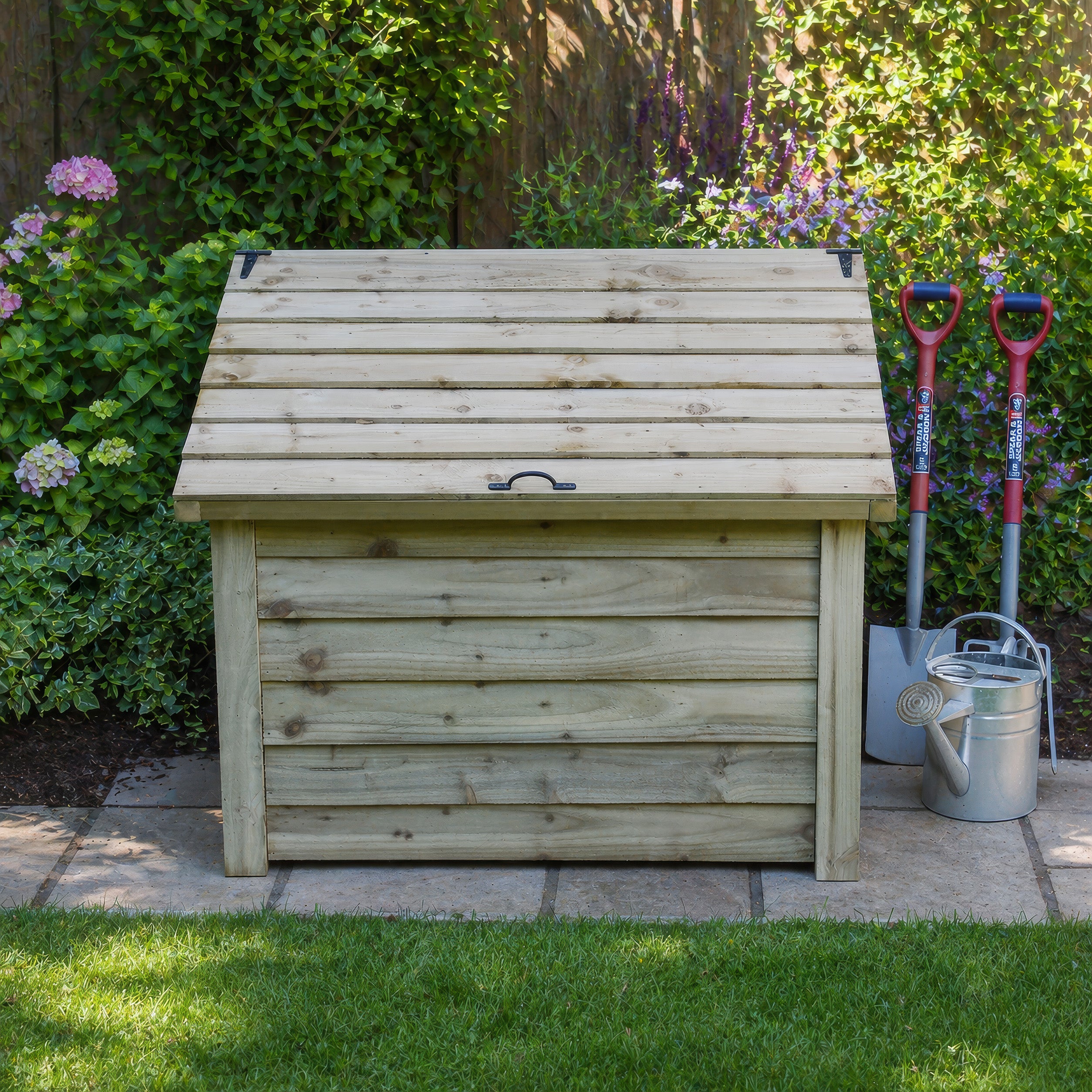 Pickworth Wooden Storage Chest - Light Green - Slatted Base - 1.25m Width x 0.85m Depth