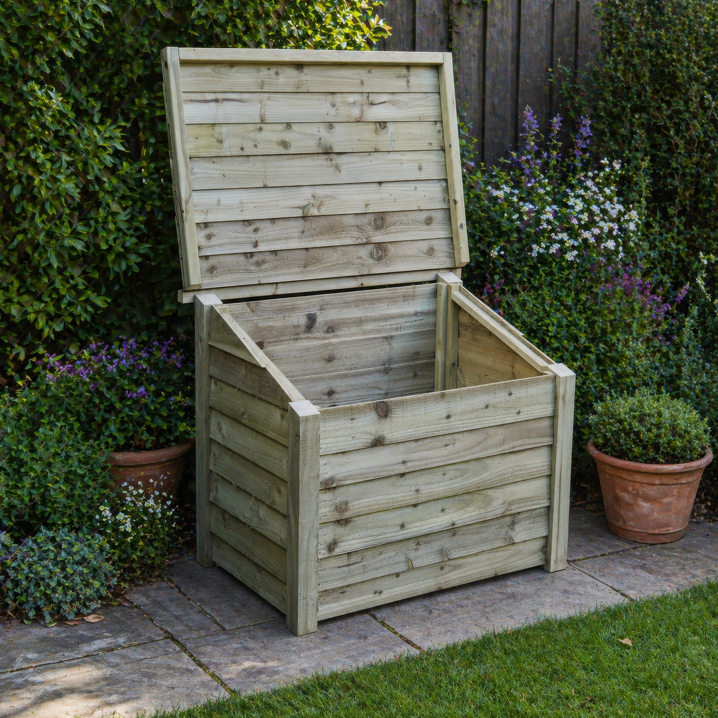 Pickworth Wooden Storage Chest - Light Green - Solid Base - 1.25m Width x 0.85m Depth
