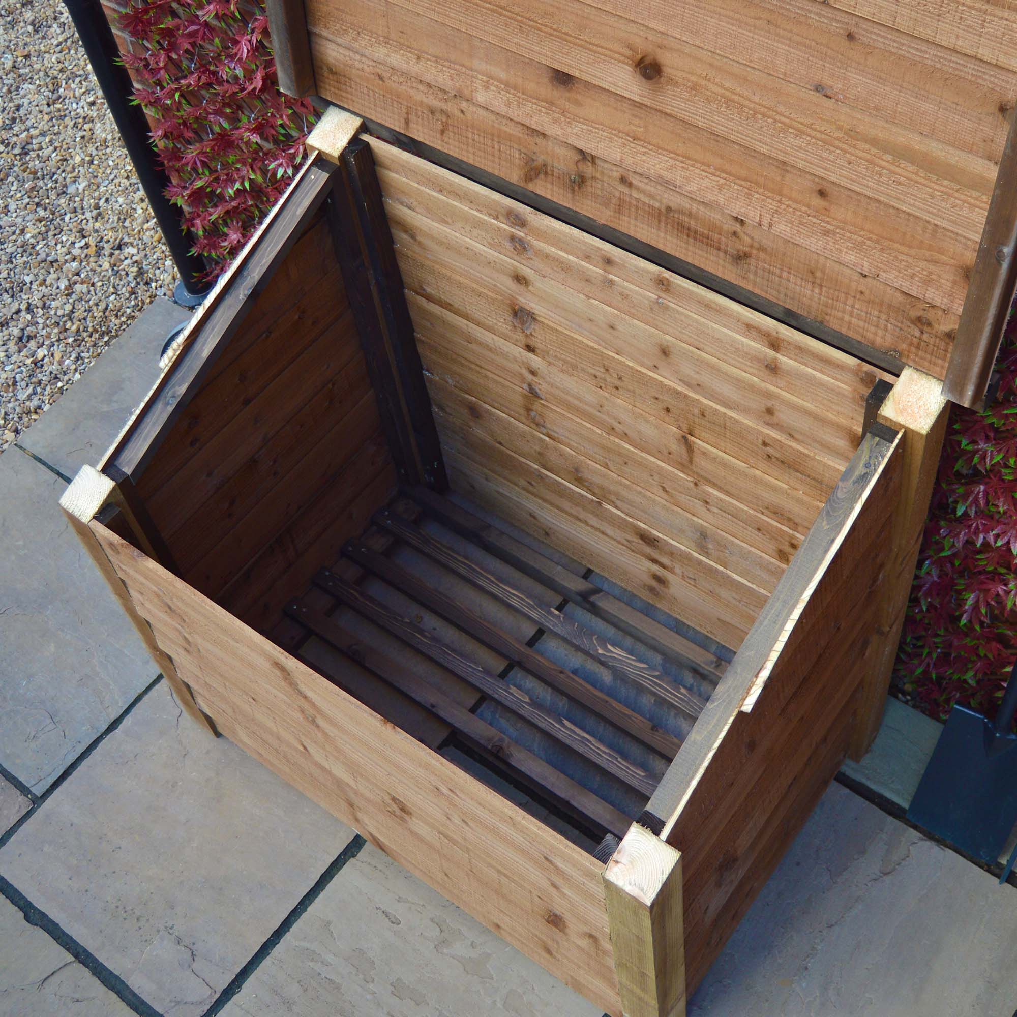 Pickworth Wooden Storage Chest - Rustic Brown - Slatted Base - 1.25m Width x 0.85m Depth