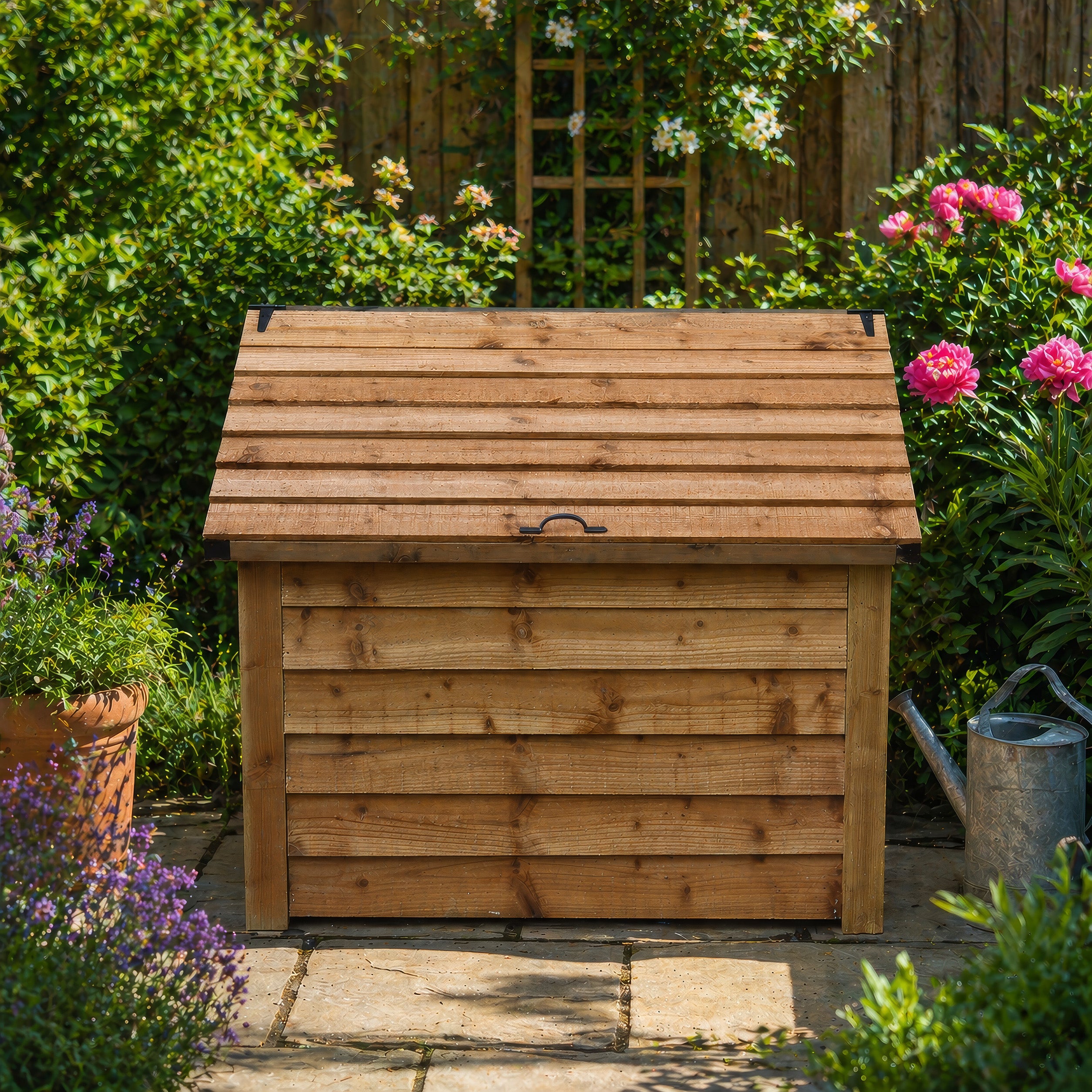 Pickworth Wooden Storage Chest - Rustic Brown - Slatted Base - 1.25m Width x 0.85m Depth