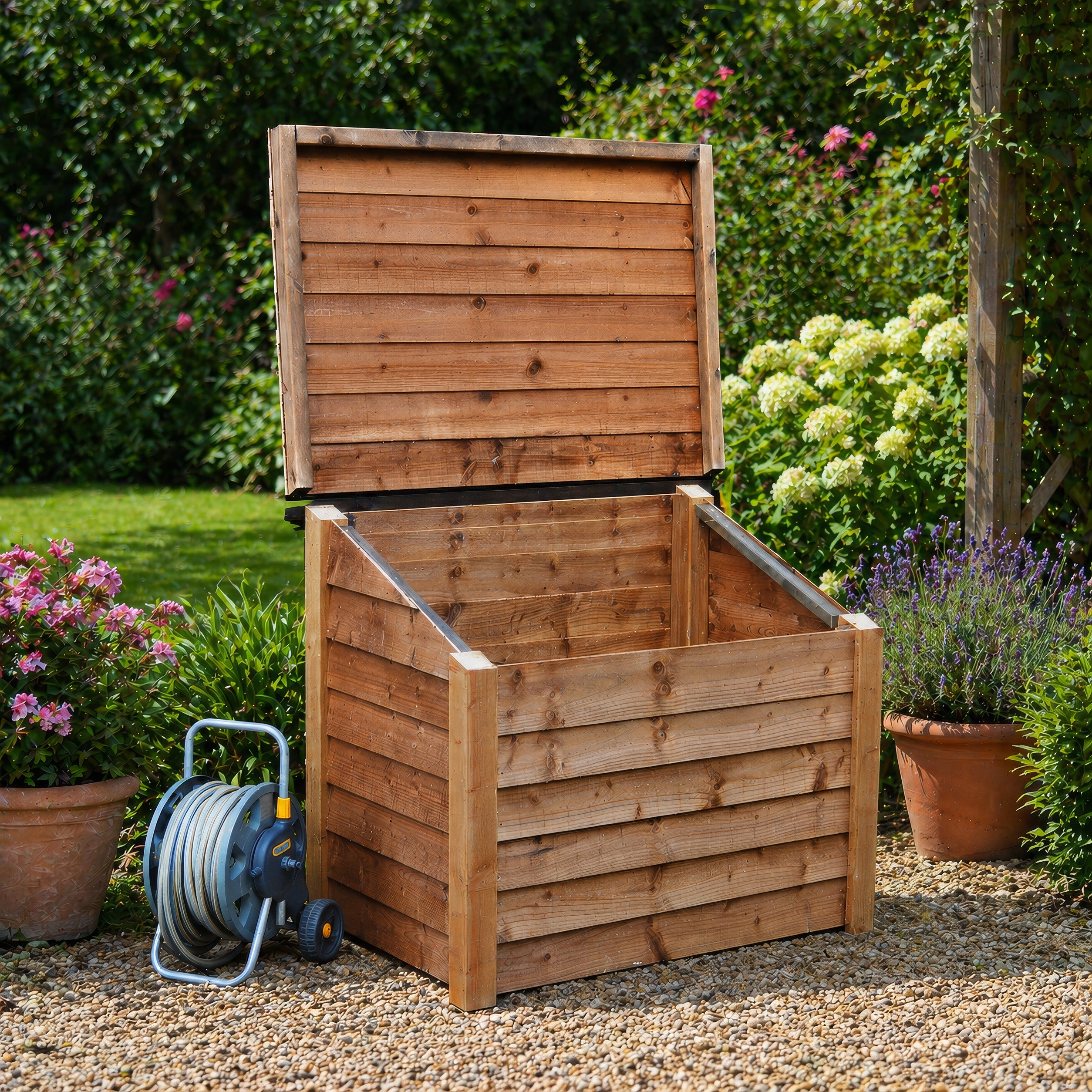 Pickworth Wooden Storage Chest - Rustic Brown - Solid Base - 1.25m Width x 0.85m Depth