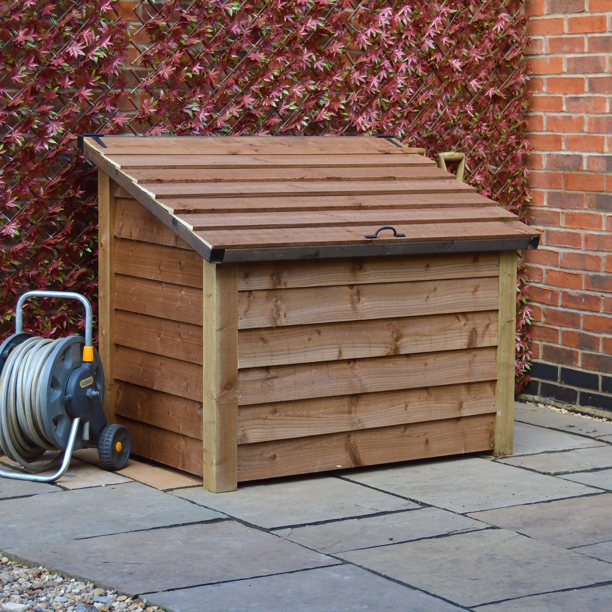 Pickworth Wooden Storage Chest - Rustic Brown - Slatted Base - 1.25m Width x 0.85m Depth