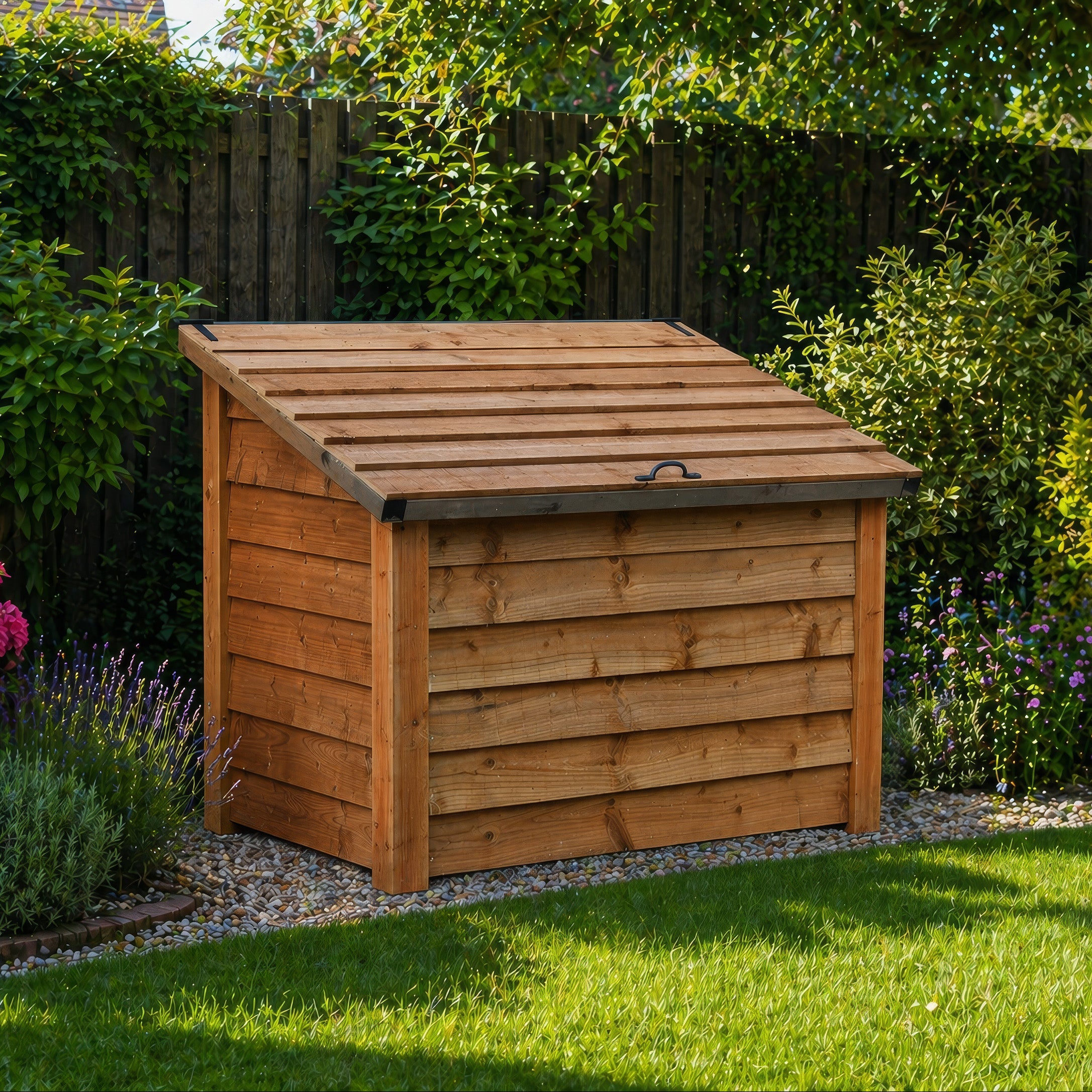 Pickworth Wooden Storage Chest - Rustic Brown - Slatted Base - 1.25m Width x 0.85m Depth