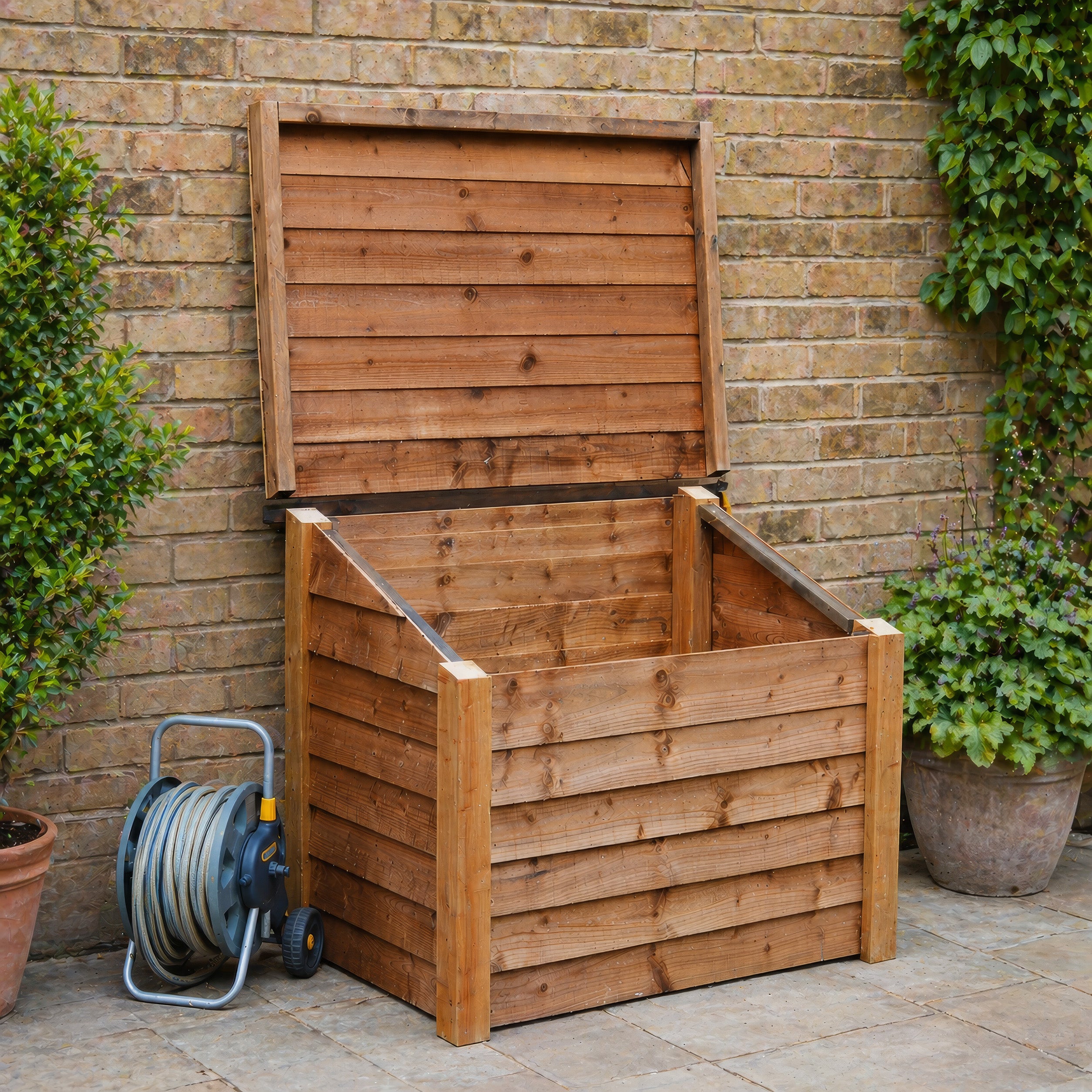 Pickworth Wooden Storage Chest - Rustic Brown - Solid Base - 1.25m Width x 0.85m Depth