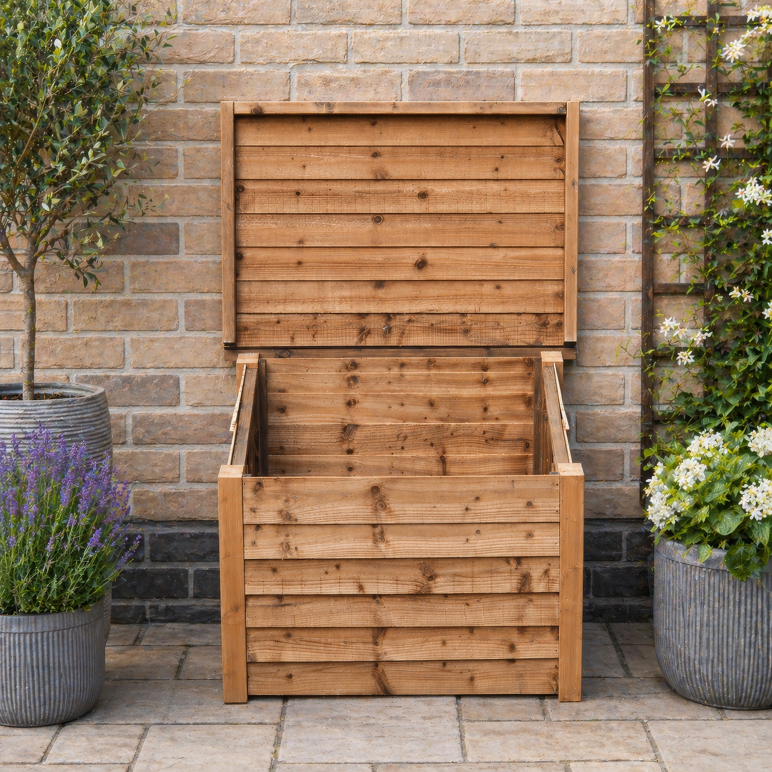 Pickworth Wooden Storage Chest - Rustic Brown - Solid Base - 1.25m Width x 0.85m Depth
