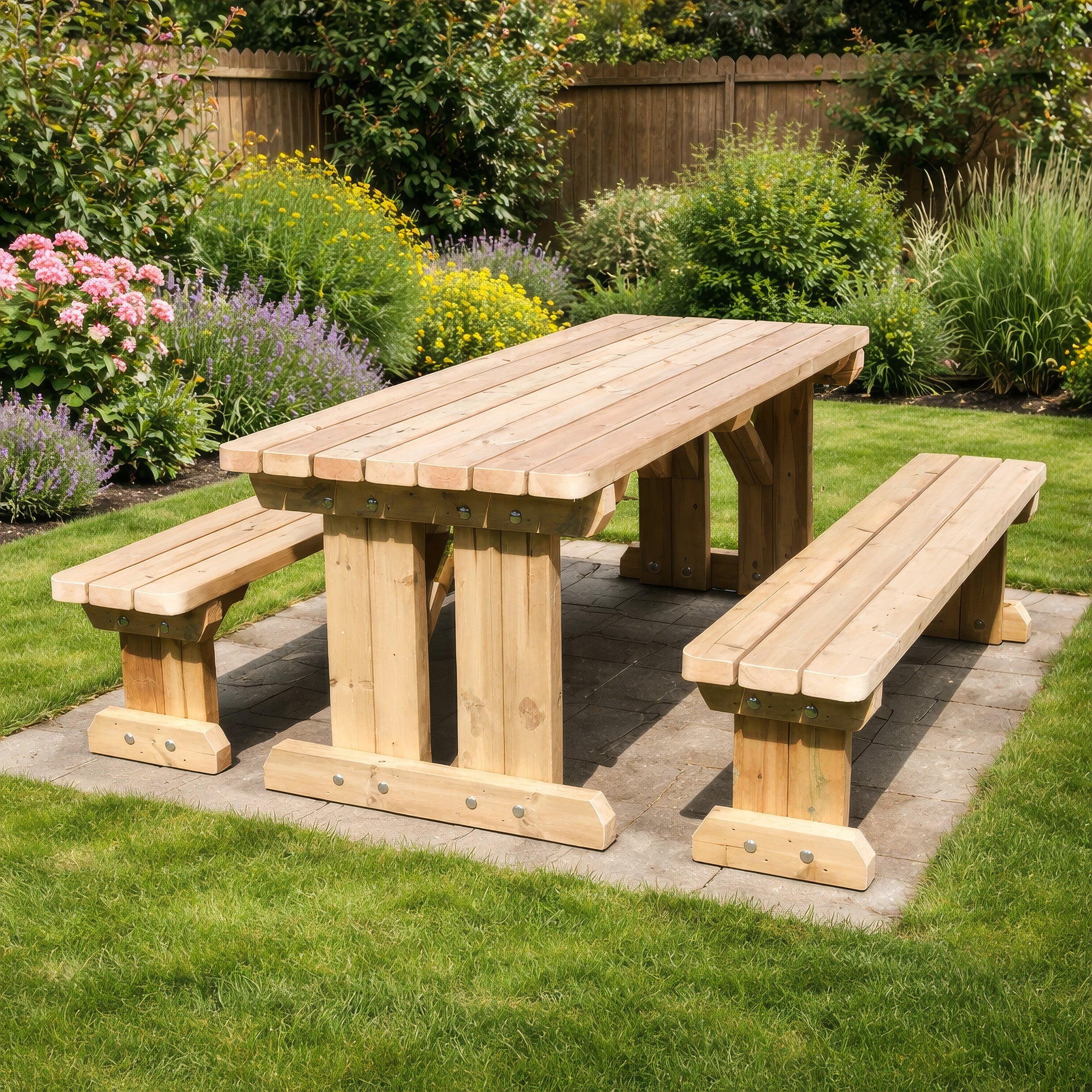 Tinwell Freestanding Picnic Table with Bench Set - Light Green - 5ft Width x 4ft Length