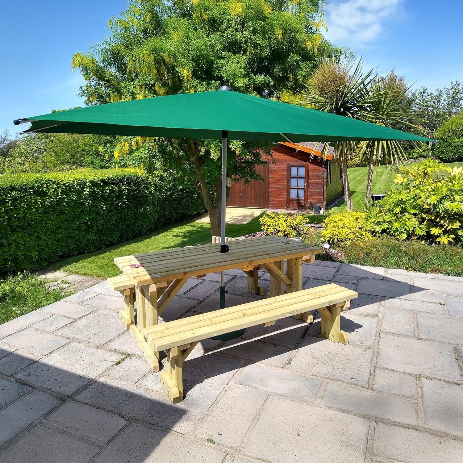 Tinwell Freestanding Picnic Table with Bench Set - Light Green - 5ft Width x 7ft Length