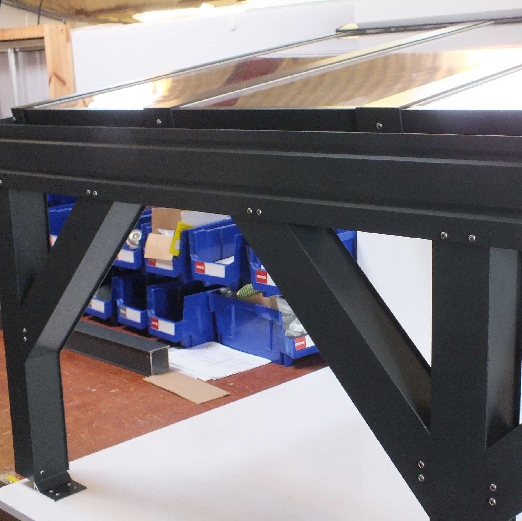 Wall Mounted Aluminium Pergola - Grey - 3m Depth x 9.8m Length