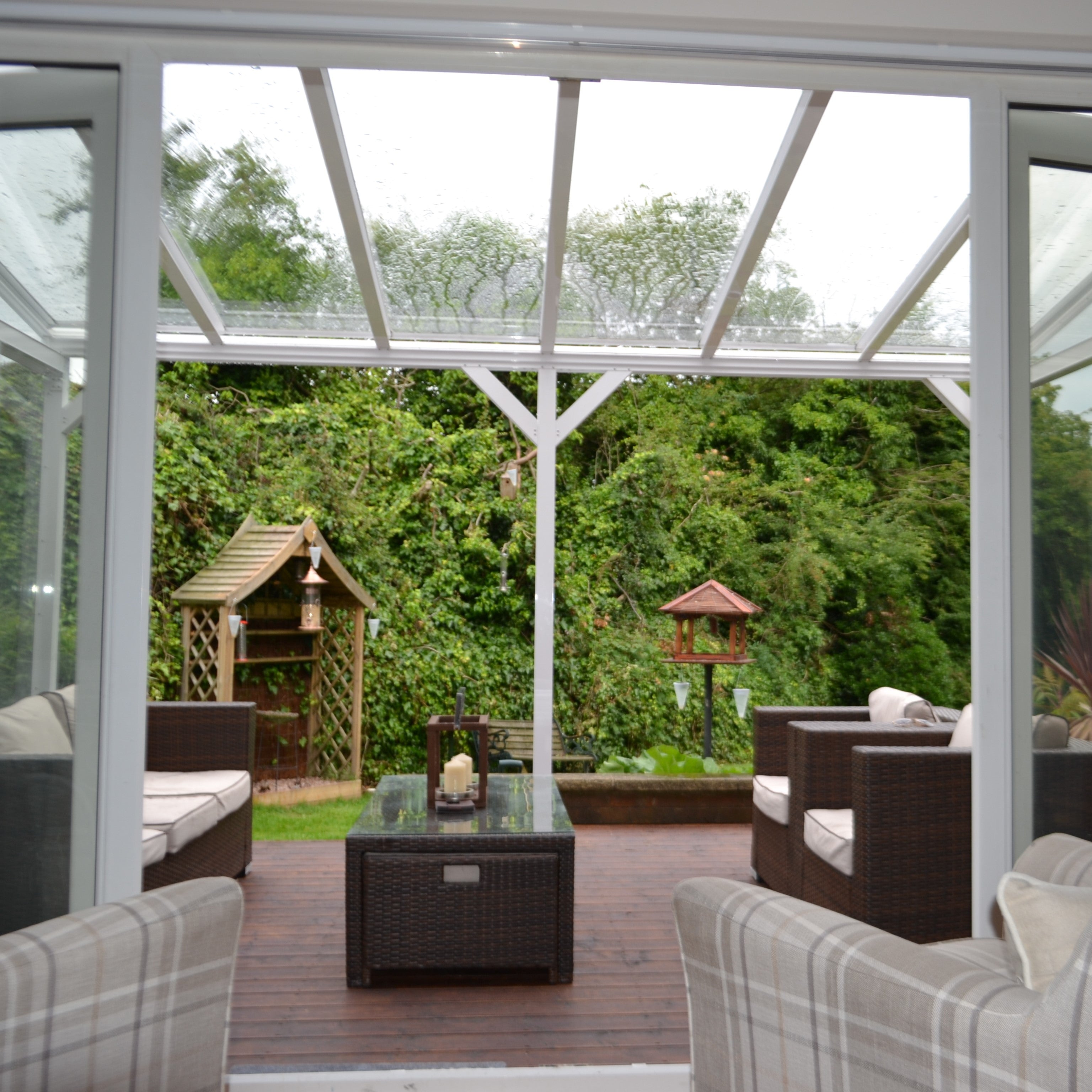 Wall Mounted Aluminium Pergola - White - 3.5m Depth x 5.6m Length