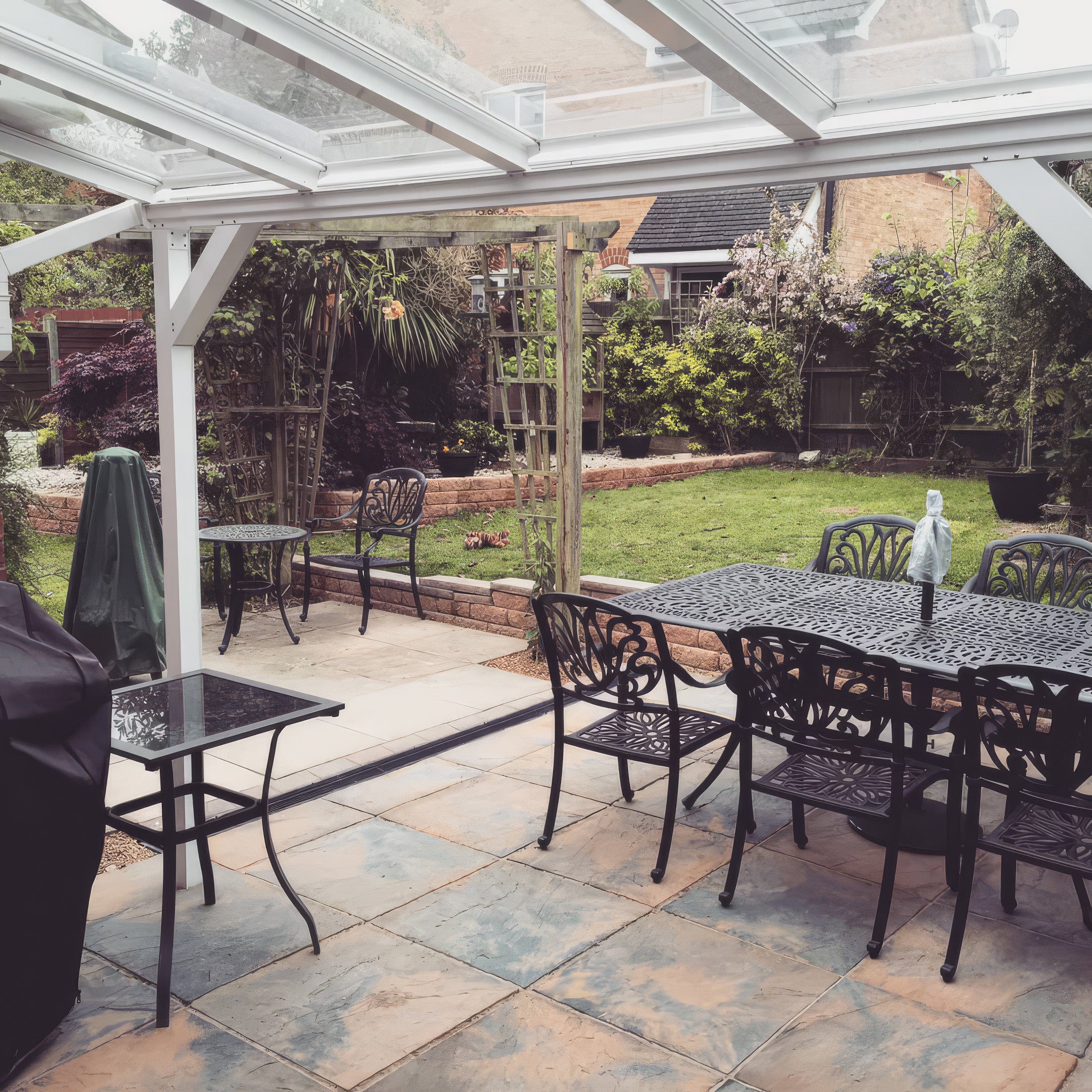 Wall Mounted Aluminium Pergola - White - 3m Depth x 8.4m Length