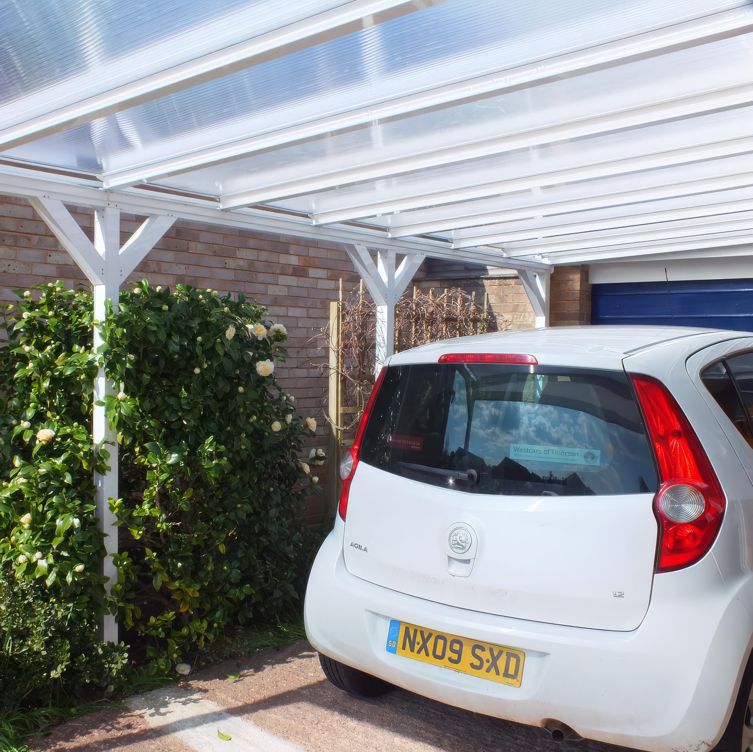 Wall Mounted Aluminium Pergola - White - 3.5m Depth x 7m Length