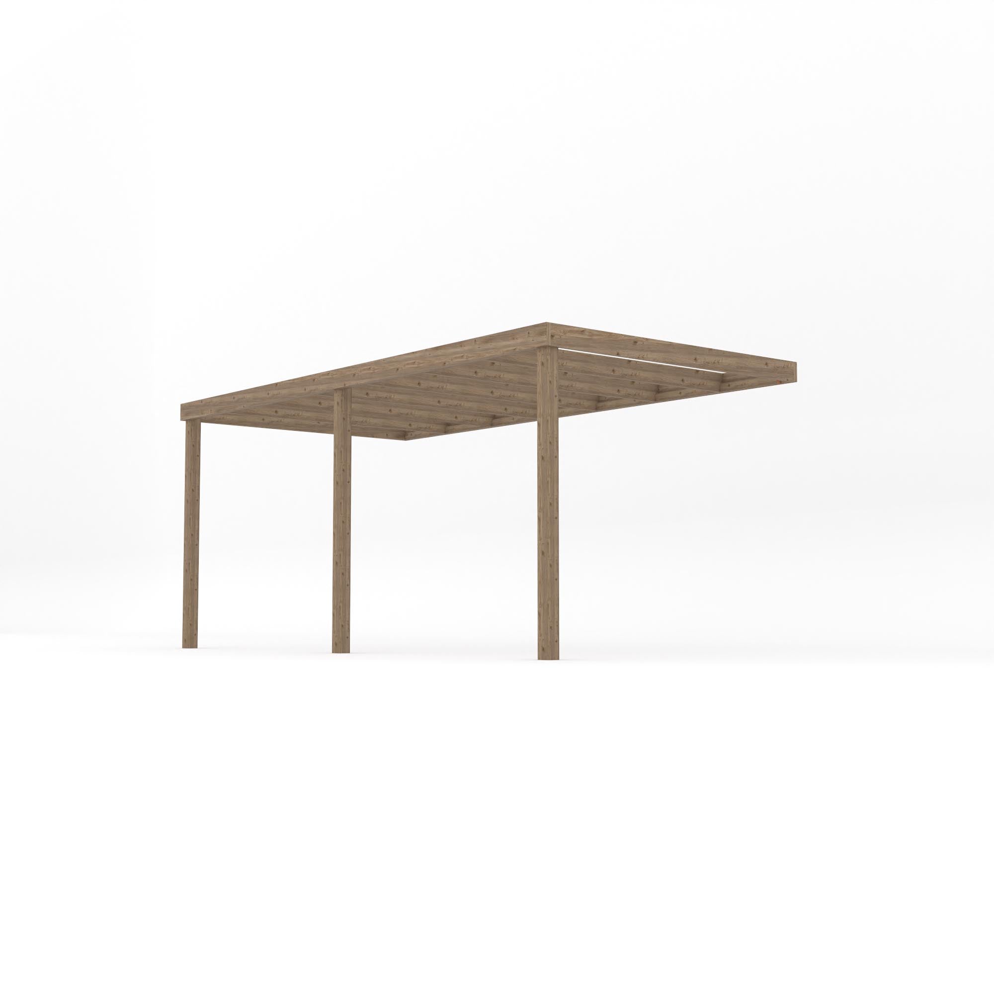 Wall Mounted Box Pergola - Rustic Brown - 3m Depth x 4.8m Length