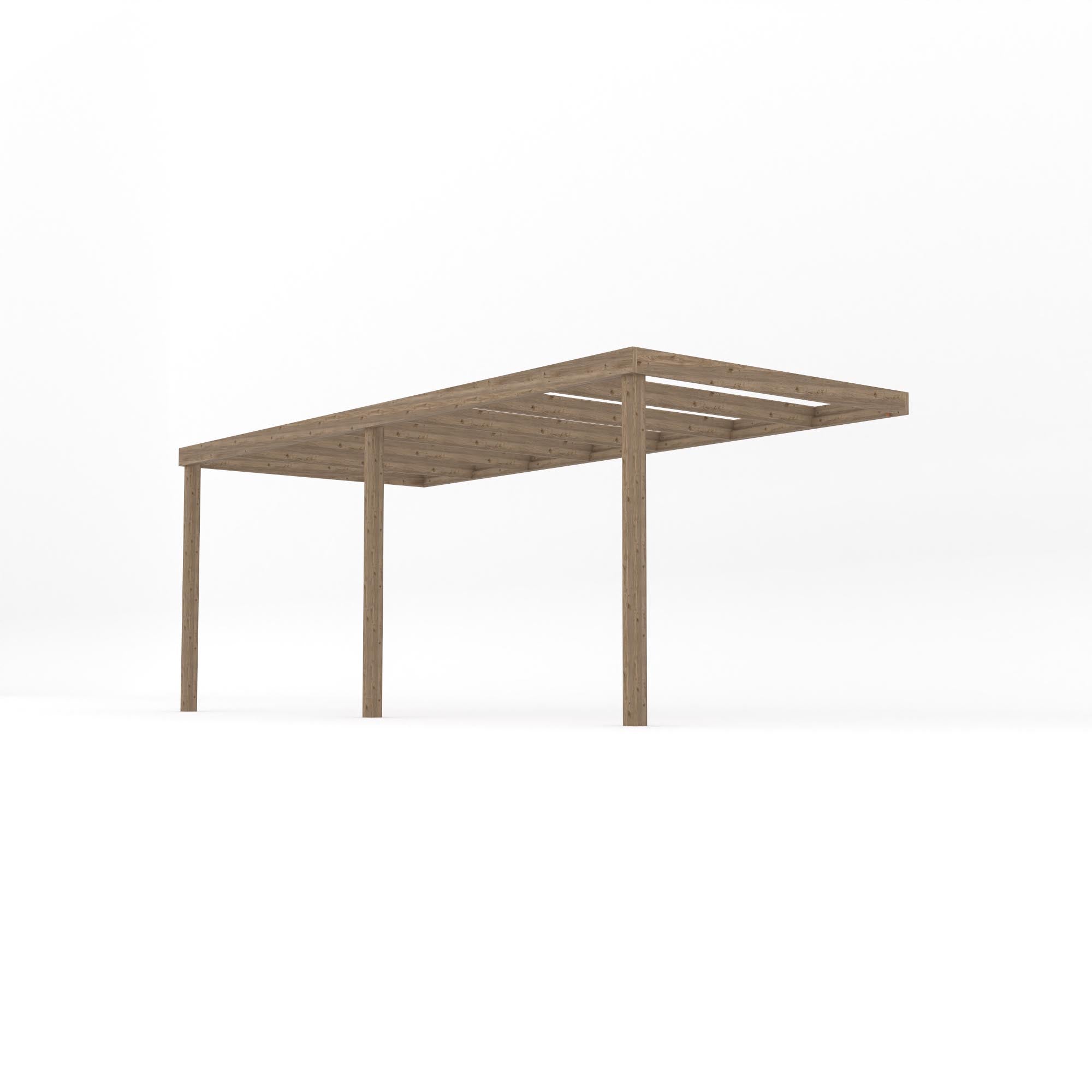 Wall Mounted Box Pergola - Rustic Brown - 3m Depth x 5.4m Length