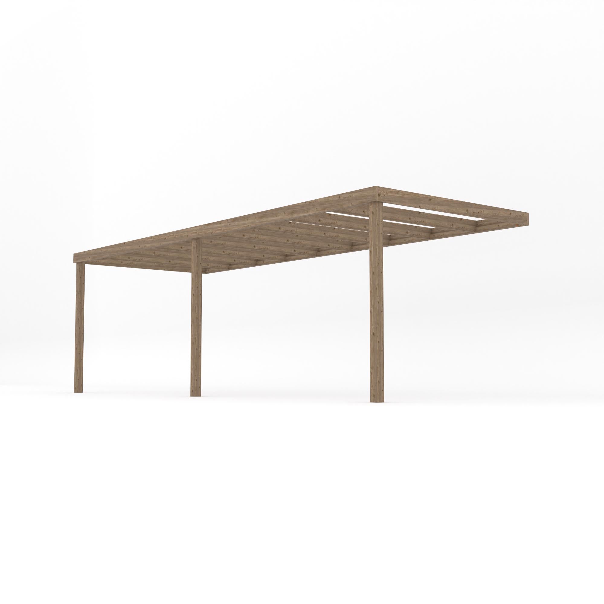 Wall Mounted Box Pergola - Rustic Brown - 3m Depth x 6.6m Length