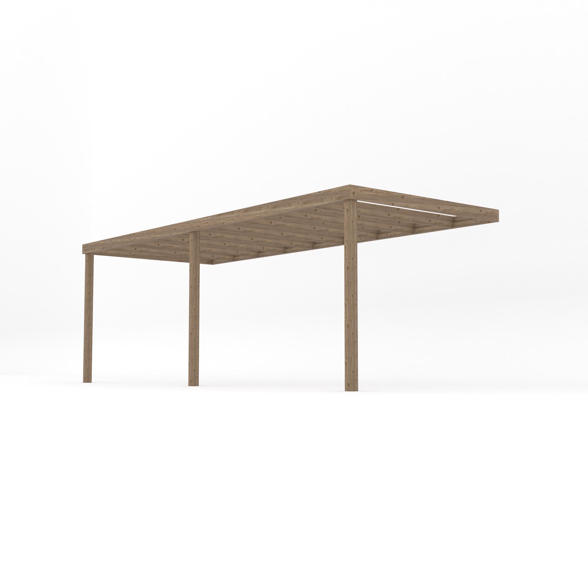 Wall Mounted Box Pergola - Rustic Brown - 3m Depth x 6m Length