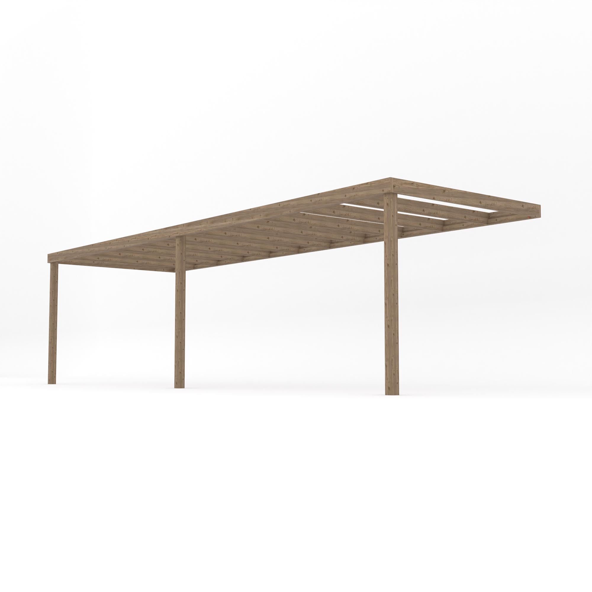 Wall Mounted Box Pergola - Rustic Brown - 3m Depth x 7.8m Length