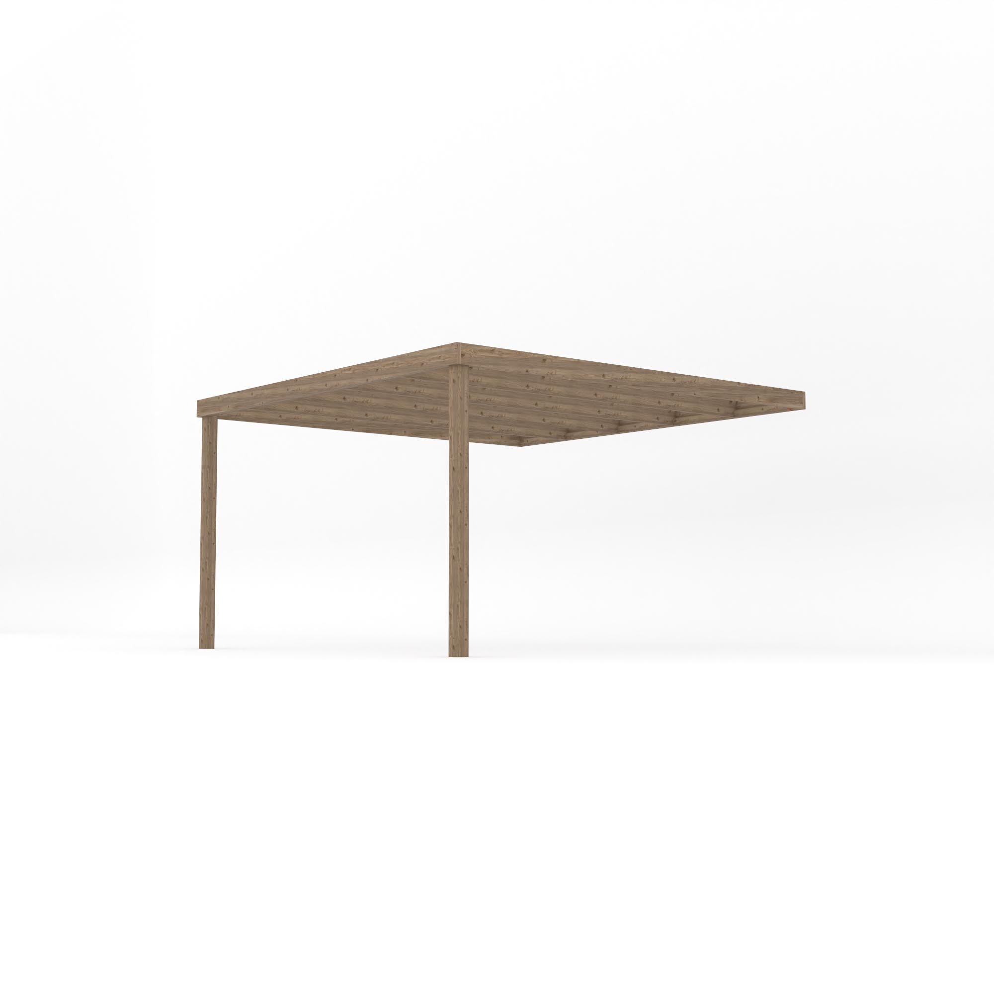 Wall Mounted Box Pergola - Rustic Brown - 3.6m Depth x 3.6m Length