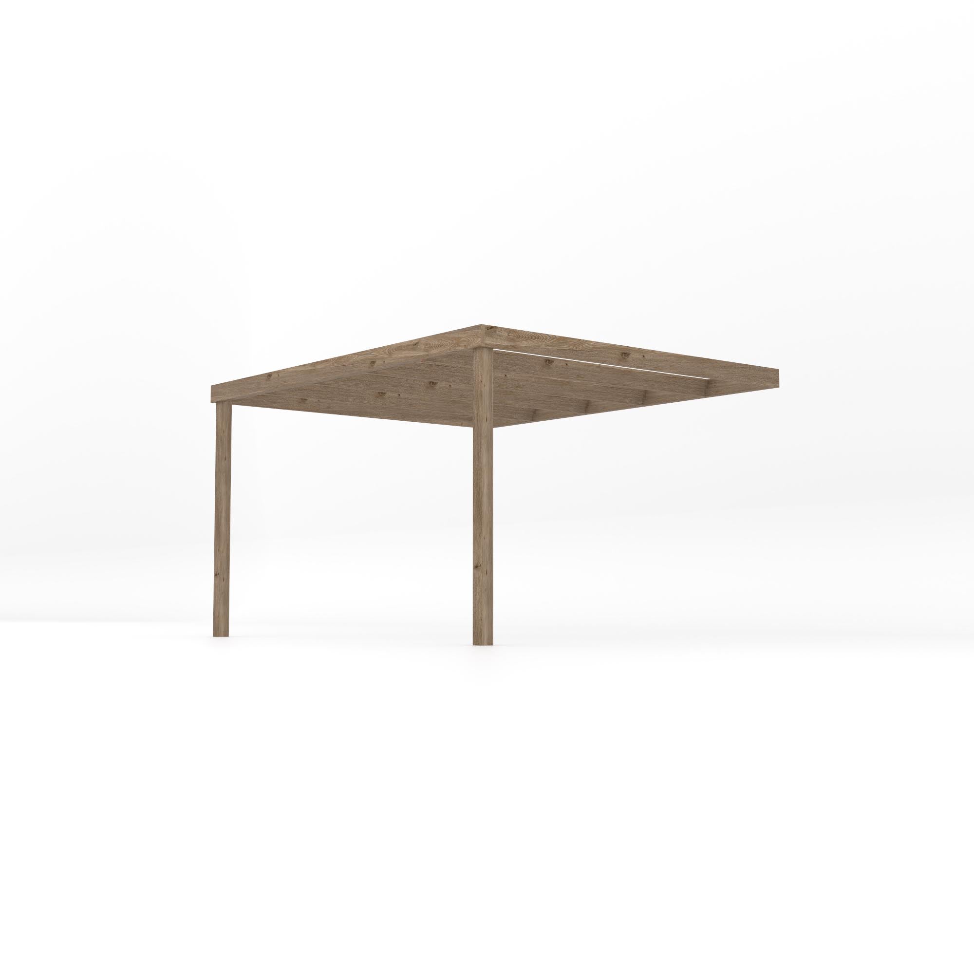 Wall Mounted Box Pergola - Rustic Brown - 3m Depth x 3.6m Length