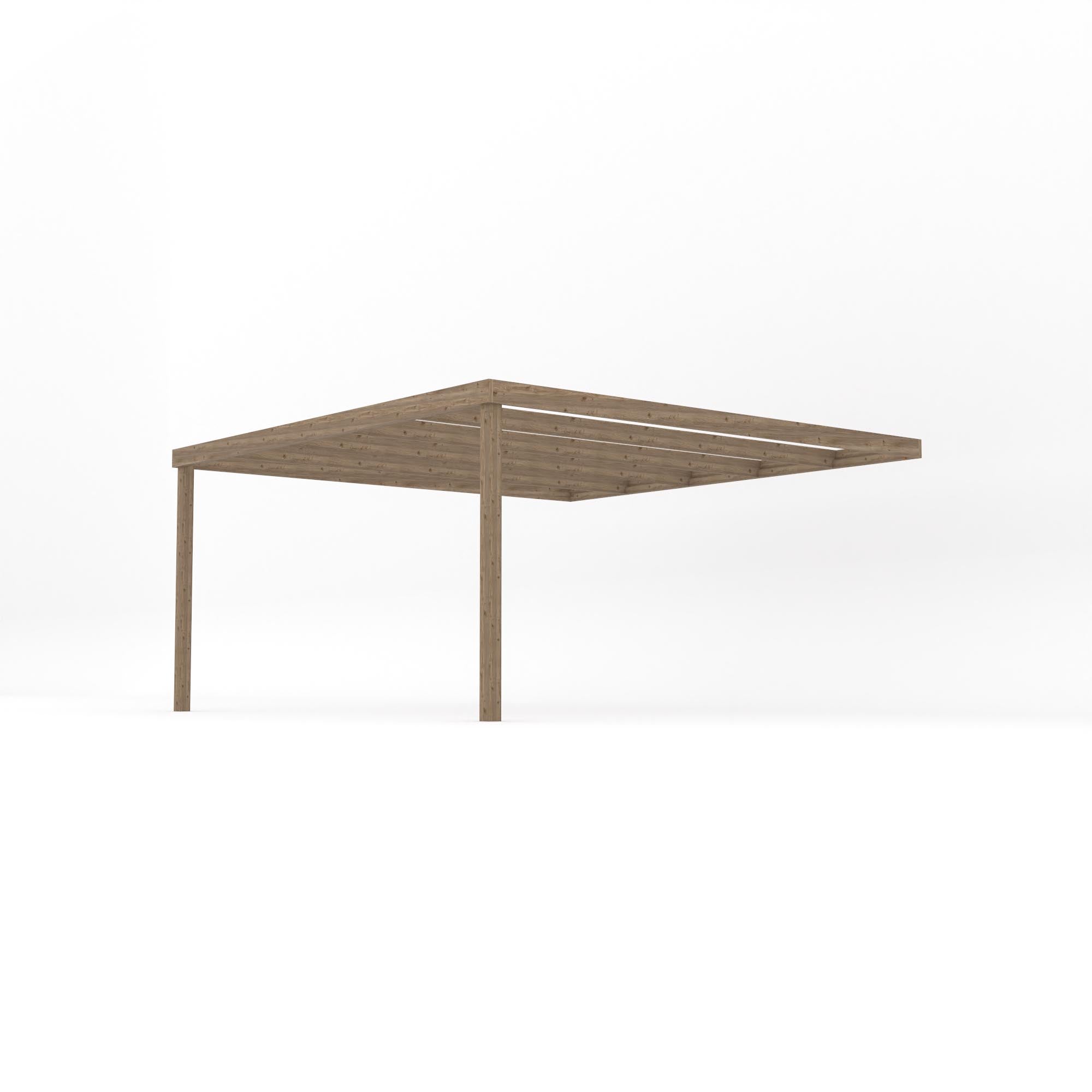 Wall Mounted Box Pergola - Rustic Brown - 4.2m Depth x 4.2m Length