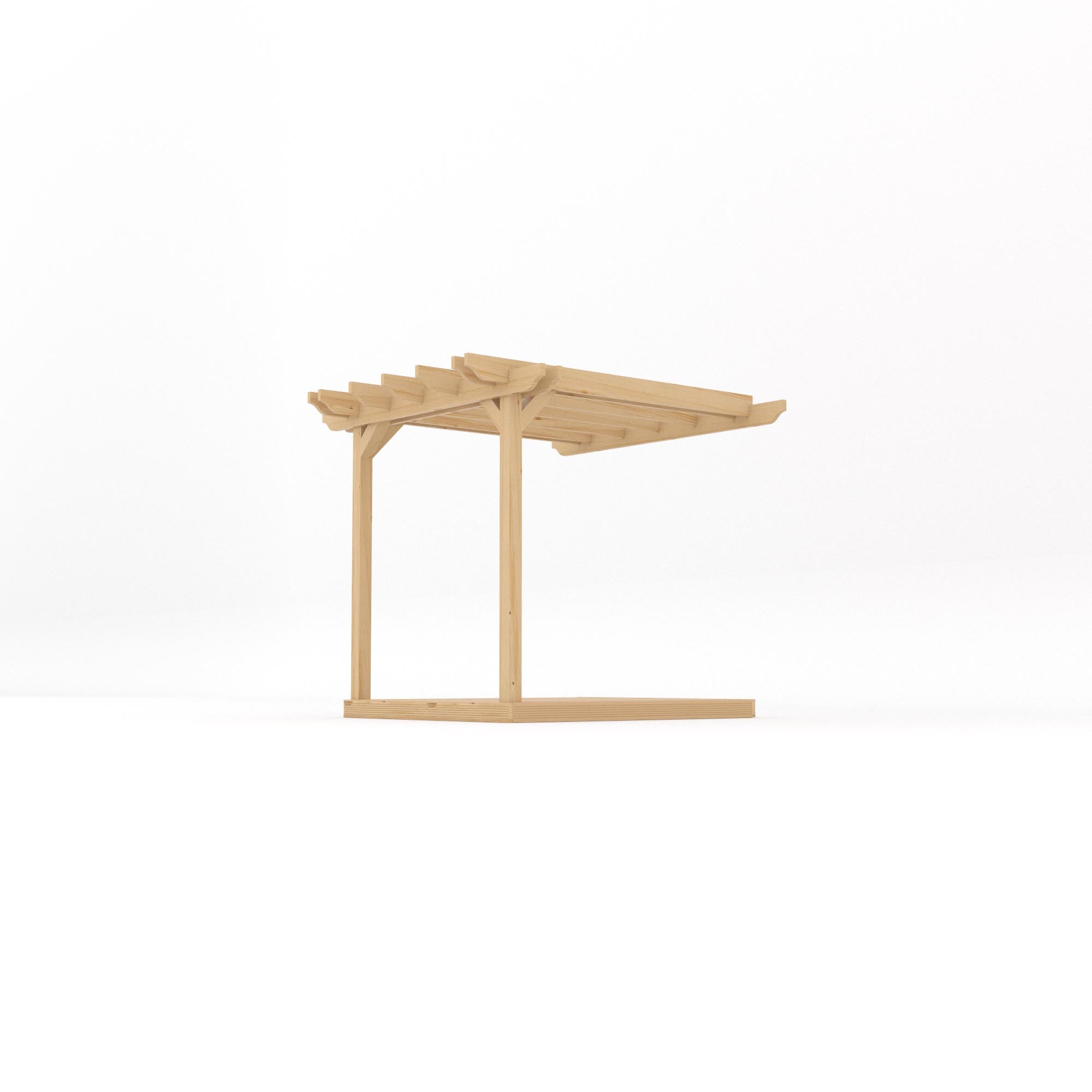 Wall Mounted Double Garden Pergola with Decking - Light Green - 2.4m Depth x 2.4m Length