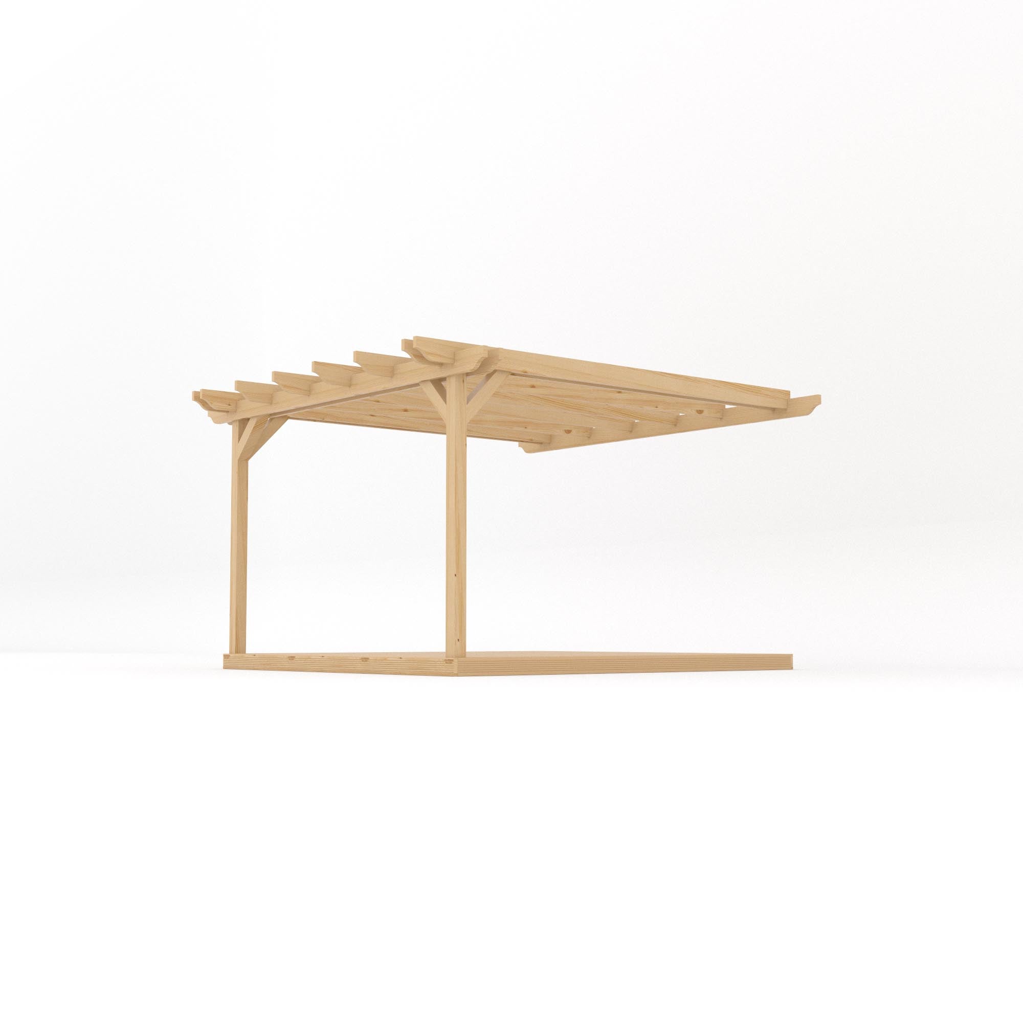Wall Mounted Double Garden Pergola with Decking - Light Green - 3.6m Depth x 3.6m Length