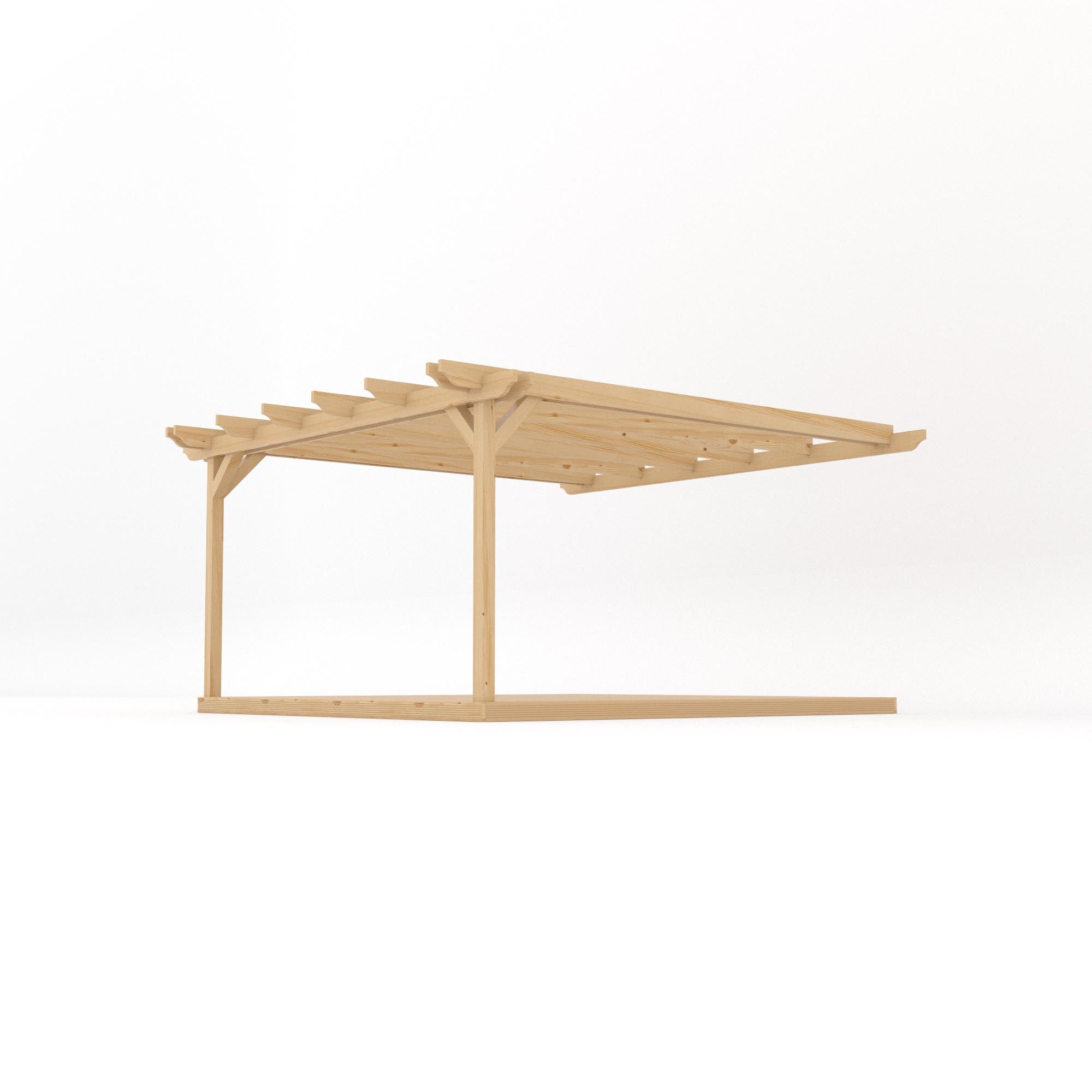 Wall Mounted Double Garden Pergola with Decking - Light Green - 4.2m Depth x 4.2m Length
