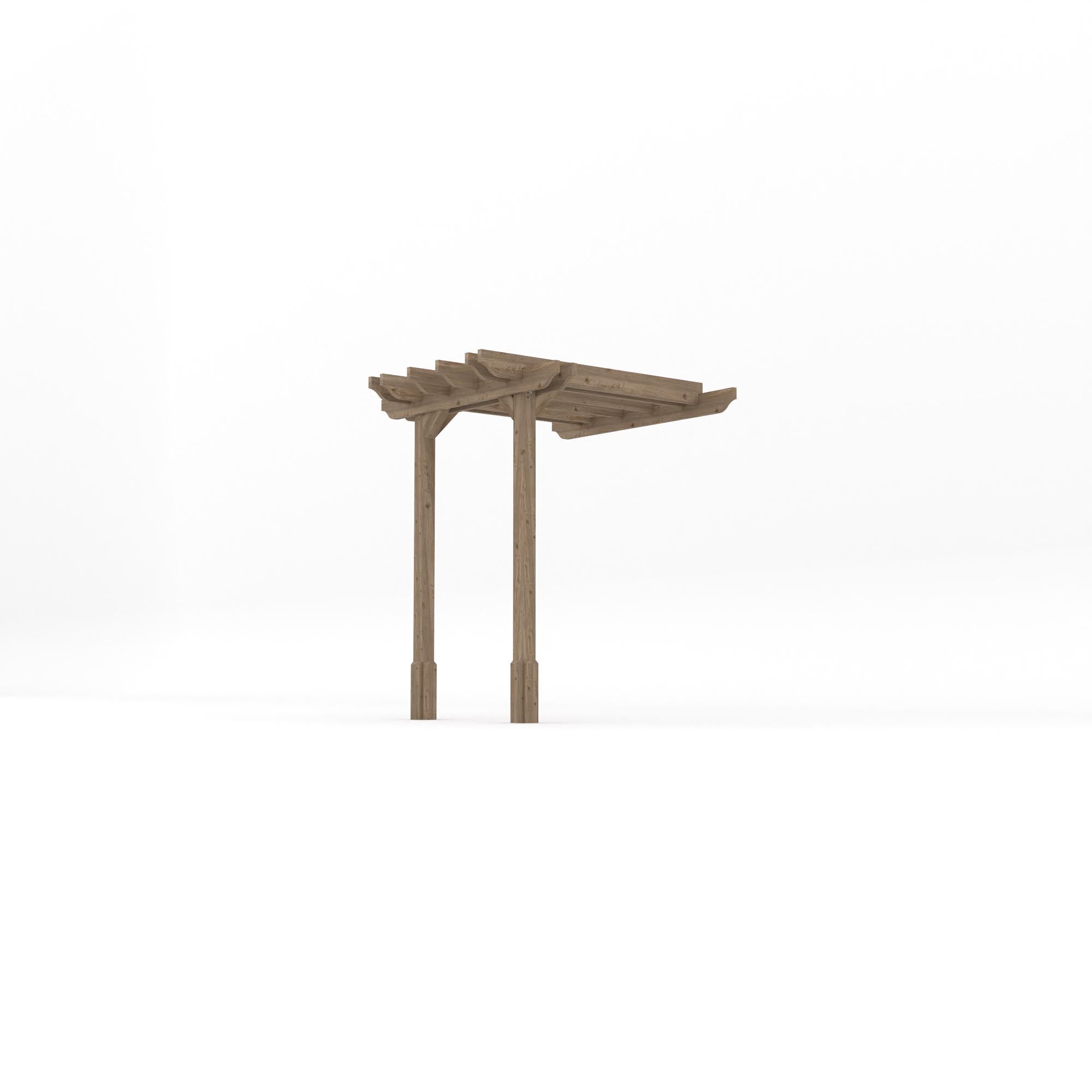 Wall Mounted Double Garden Pergola - Rustic Brown - 1.8m Depth x 1.8m Length