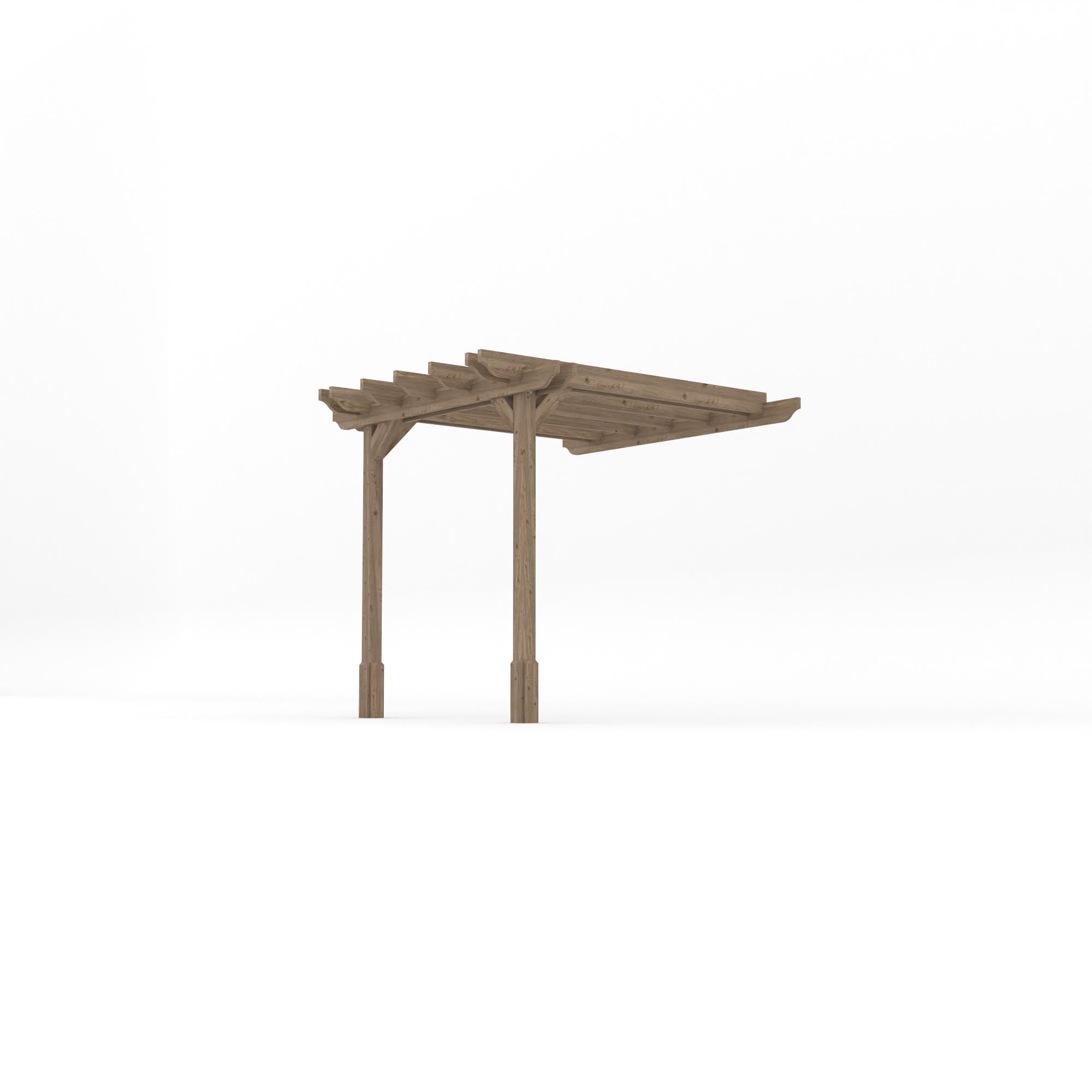 Wall Mounted Double Garden Pergola - Rustic Brown - 2.4m Depth x 2.4m Length