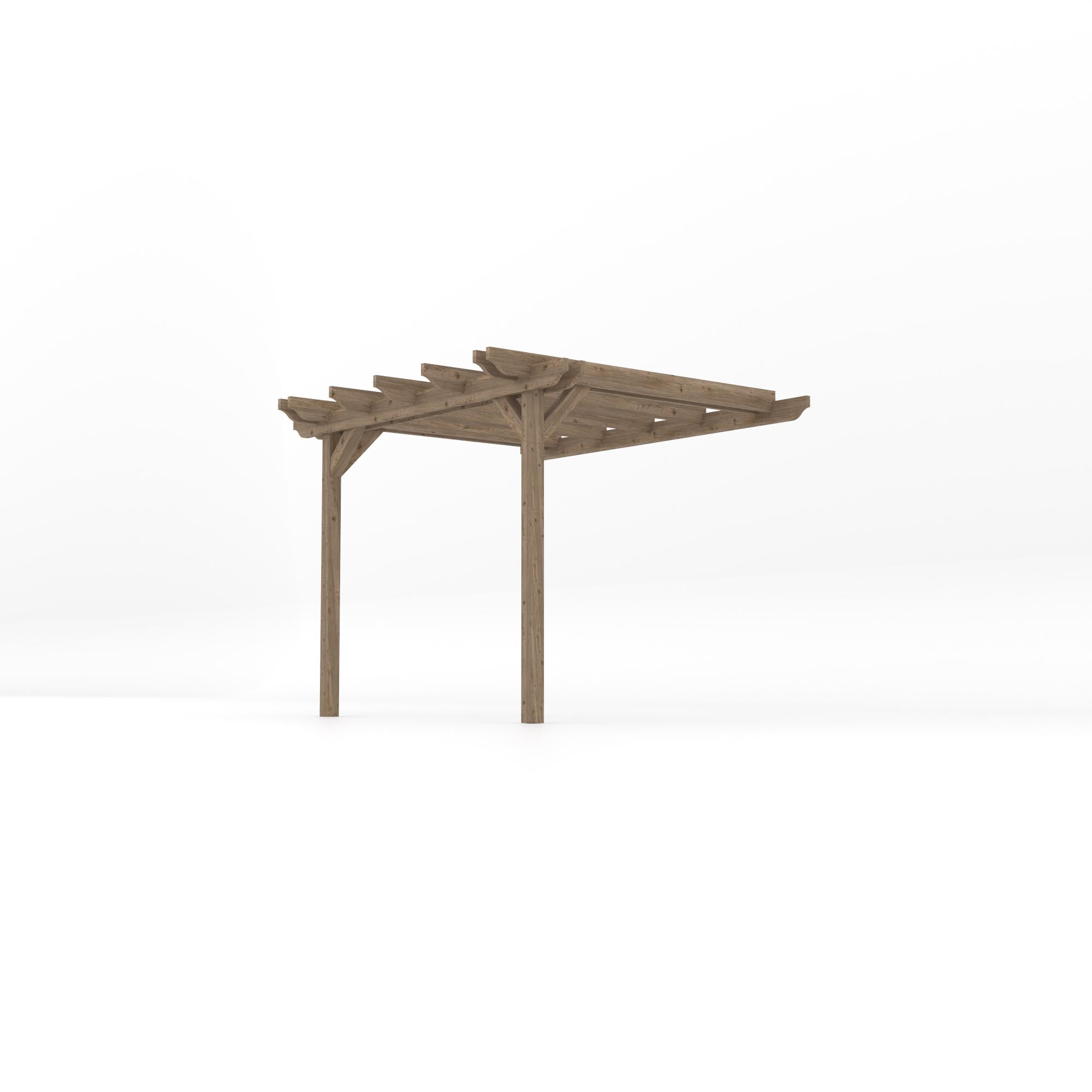 Wall Mounted Double Garden Pergola - Rustic Brown - 2.4m Depth x 3m Length