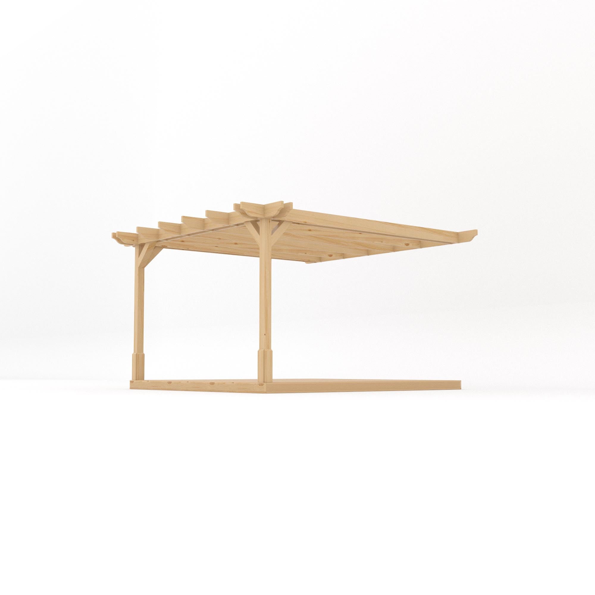 Wall Mounted Double Premium Pergola with Decking - Light Green - 3.6m Depth x 3.6m Length