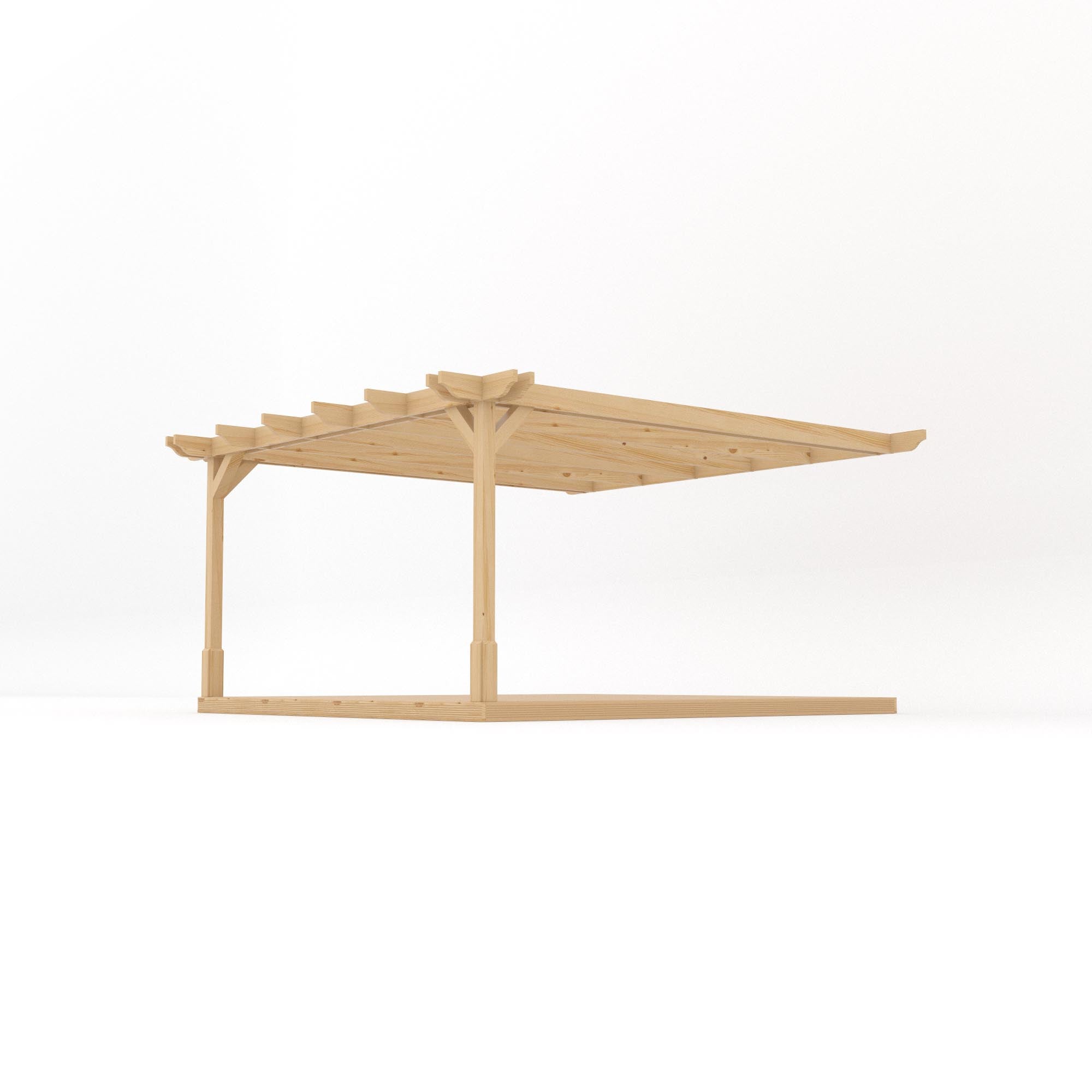 Wall Mounted Double Premium Pergola with Decking - Light Green - 4.2m Depth x 4.2m Length