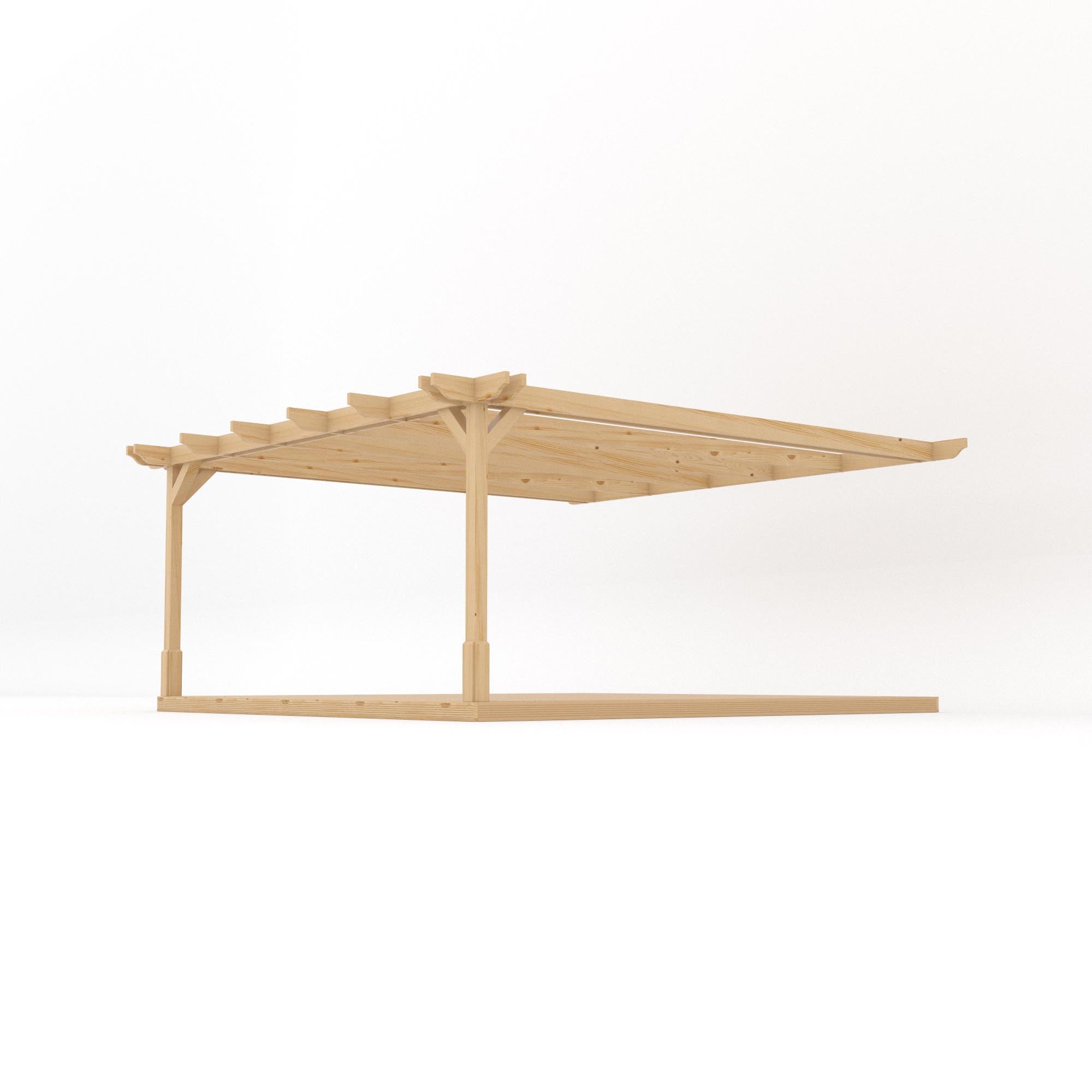 Wall Mounted Double Premium Pergola with Decking - Light Green - 4.8m Depth x 4.8m Length