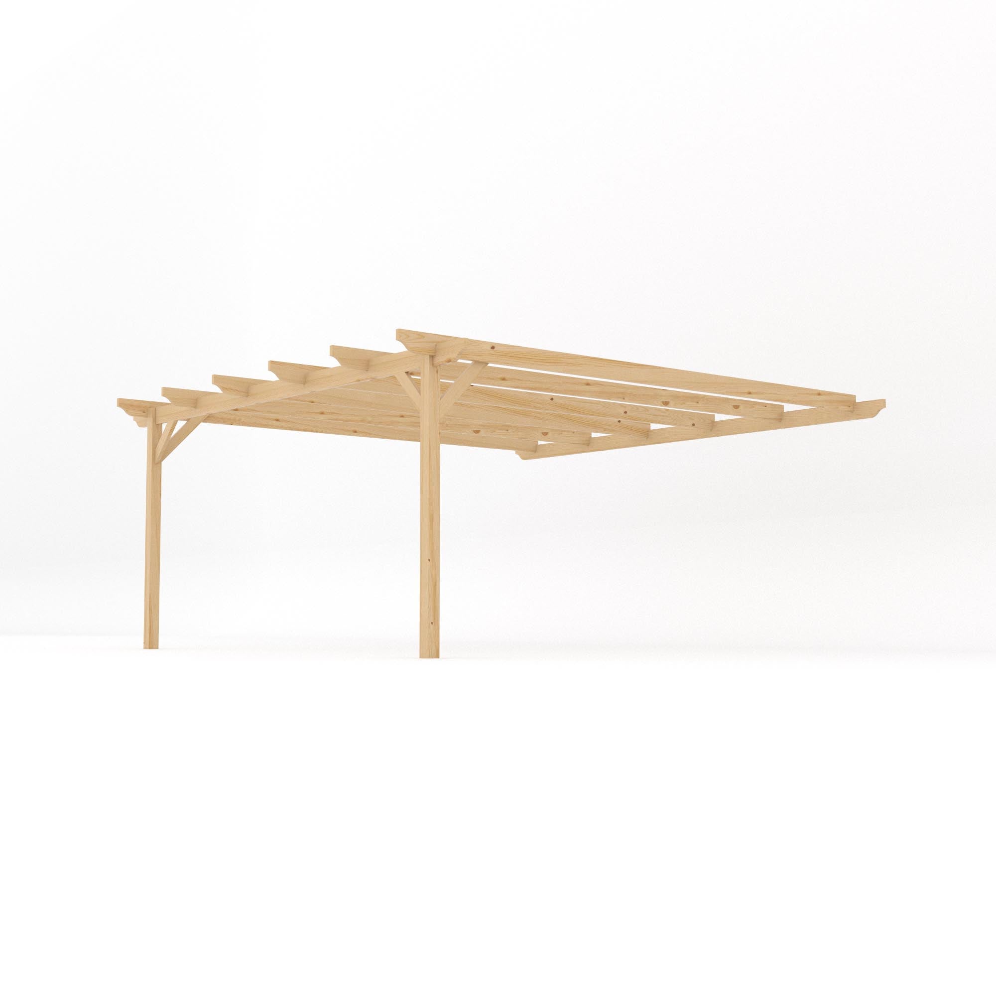 Wall Mounted Garden Pergola - Light Green - 4.8m Depth x 4.8m Length - Clearance Grade