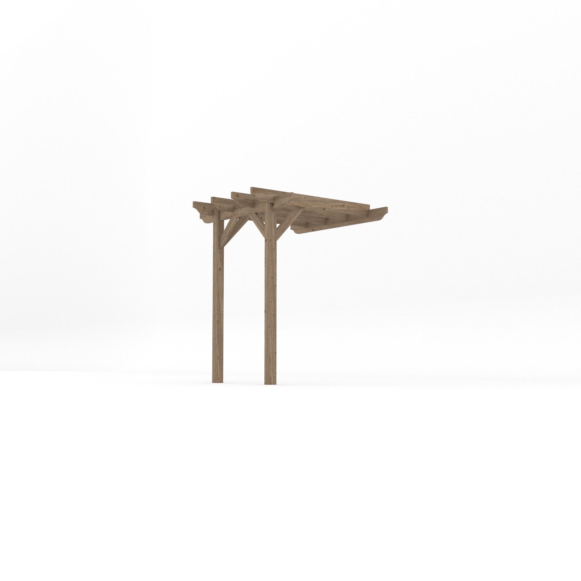 Wall Mounted Garden Pergola - Rustic Brown - 1.8m Depth x 1.8m Length