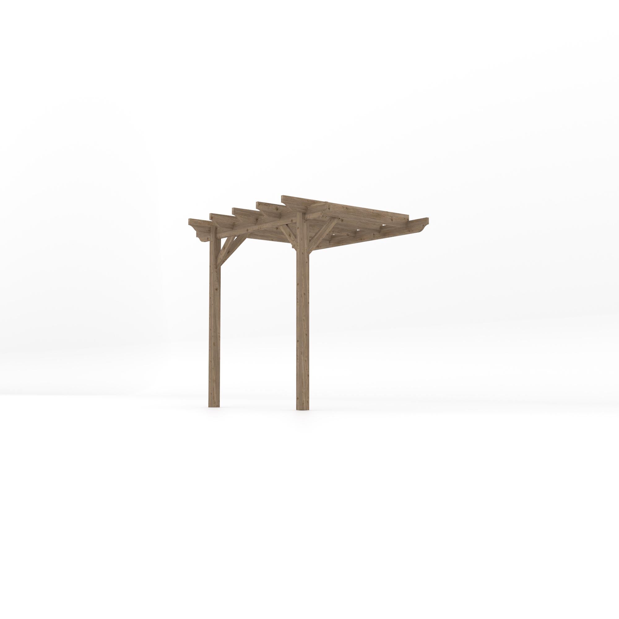 Wall Mounted Garden Pergola - Rustic Brown - 1.8m Depth x 2.4m Length