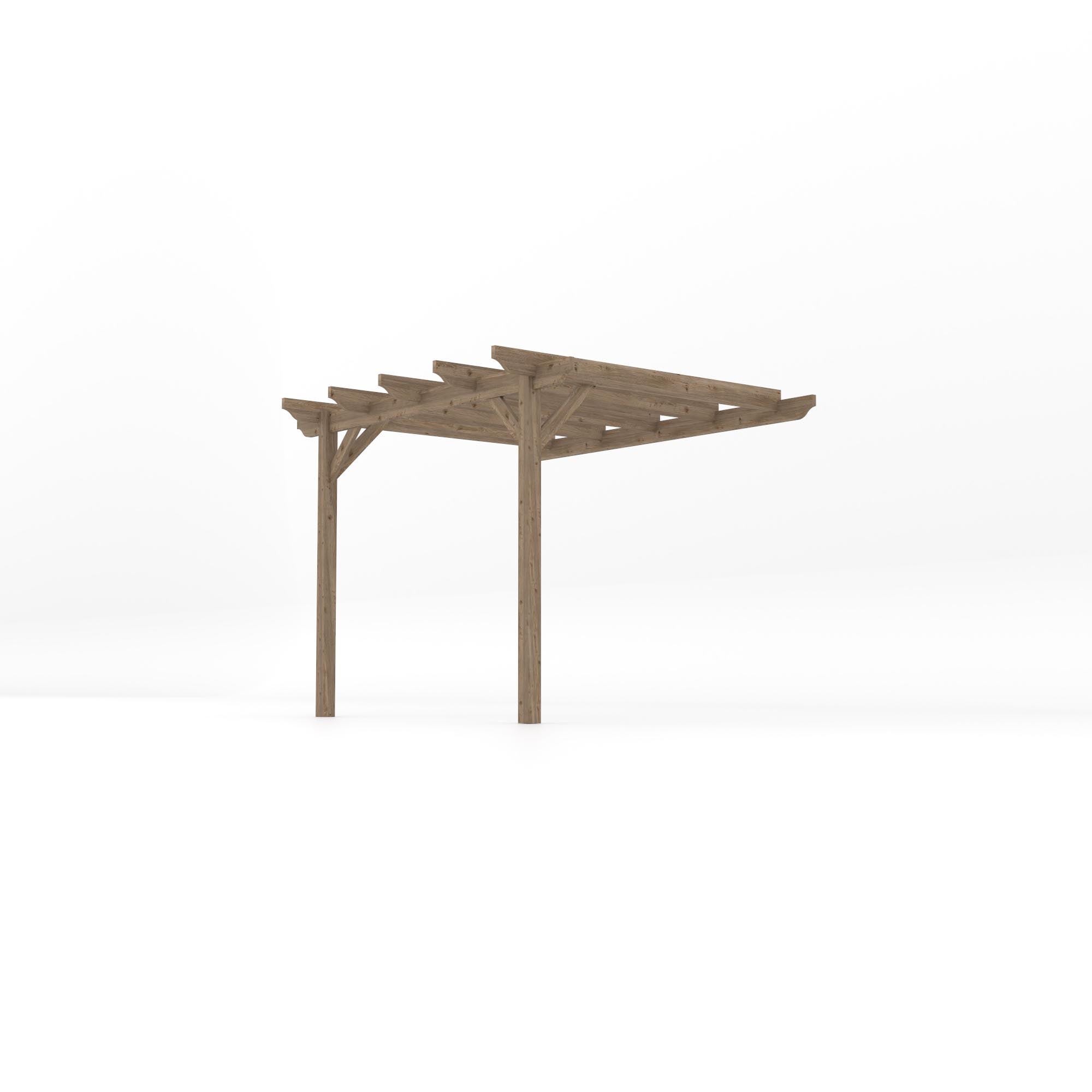 Wall Mounted Garden Pergola - Rustic Brown - 2.4m Depth x 3m Length