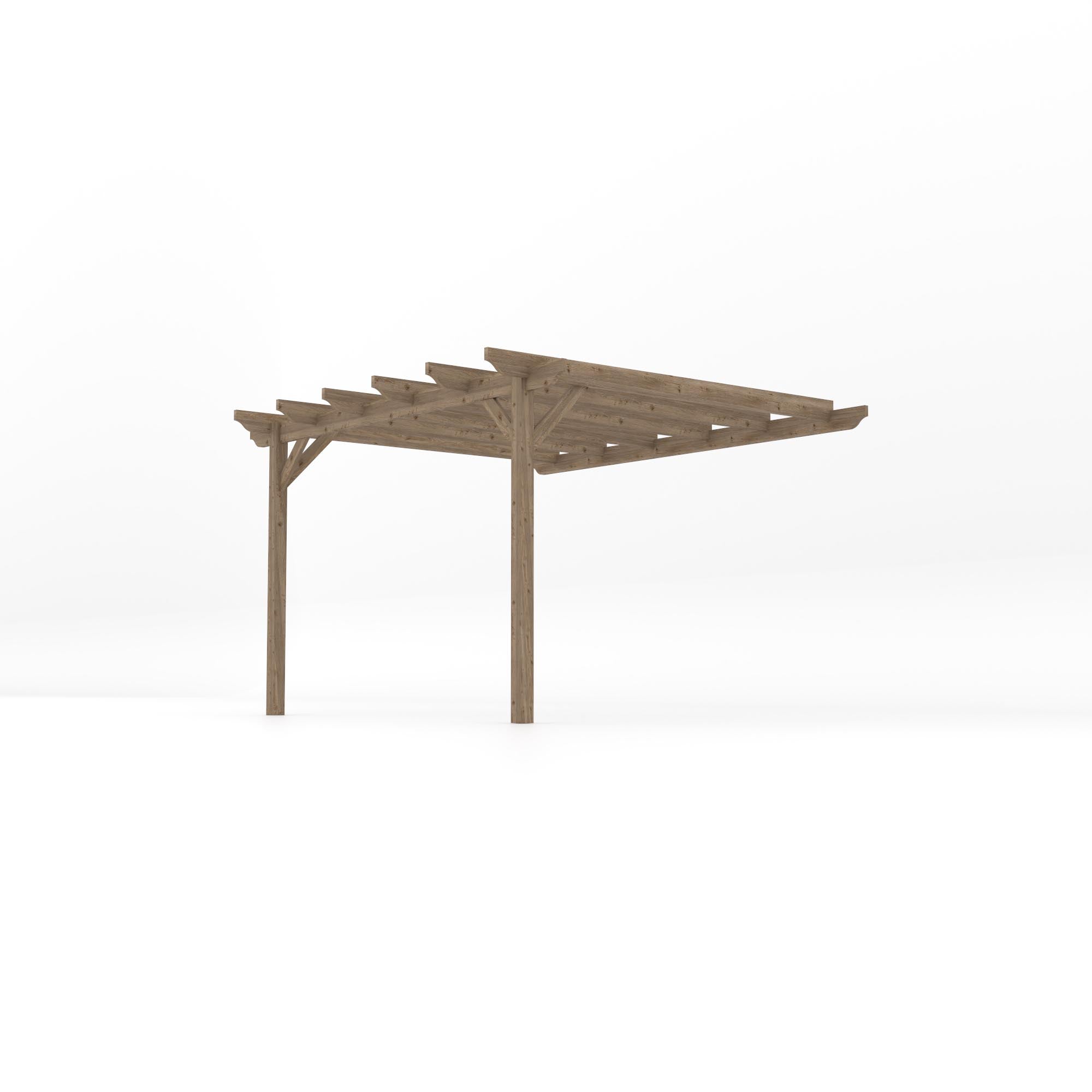 Wall Mounted Garden Pergola - Rustic Brown - 3m Depth x 3.6m Length
