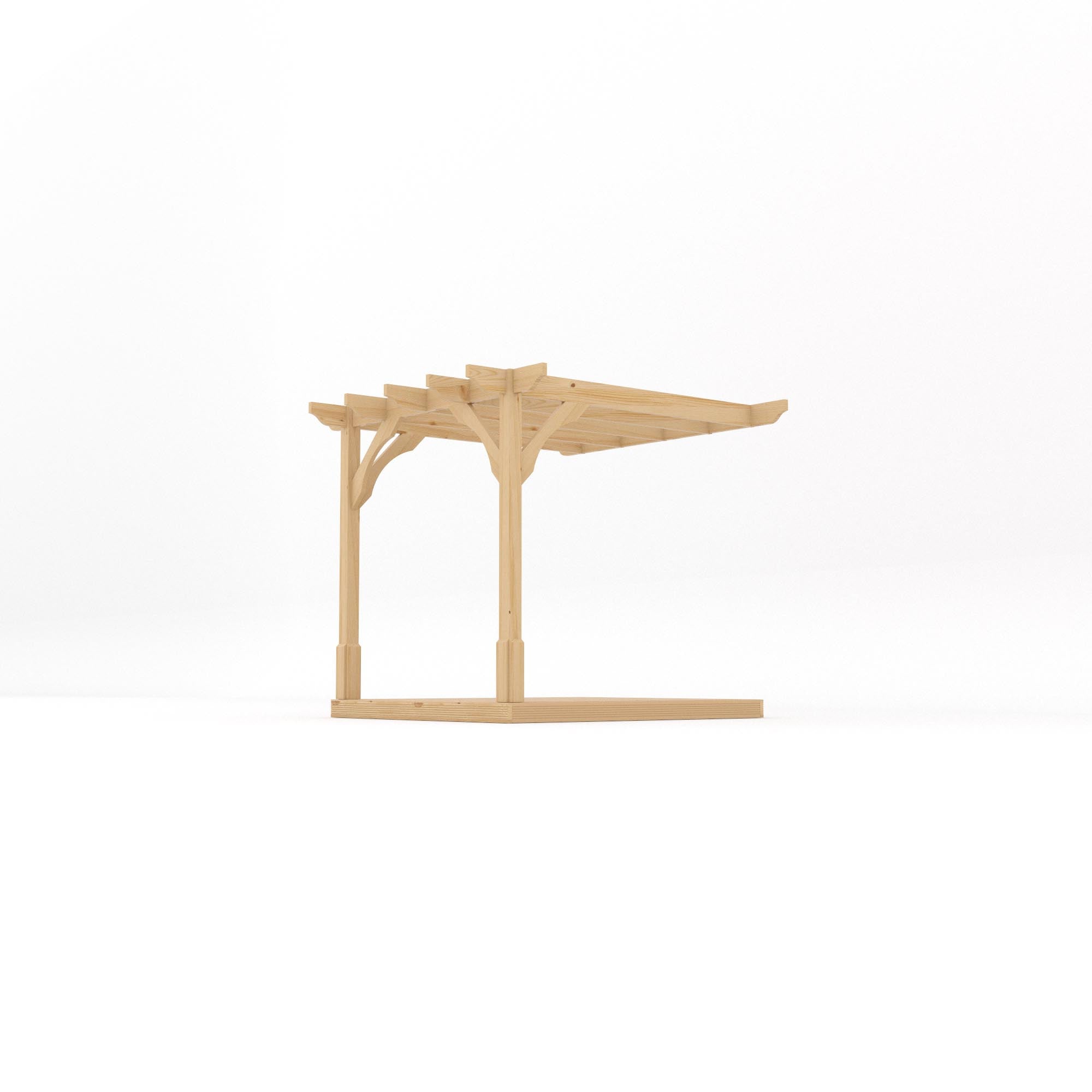 Wall Mounted Premium Pergola with Decking - Light Green - 2.4m Depth x 2.4m Length