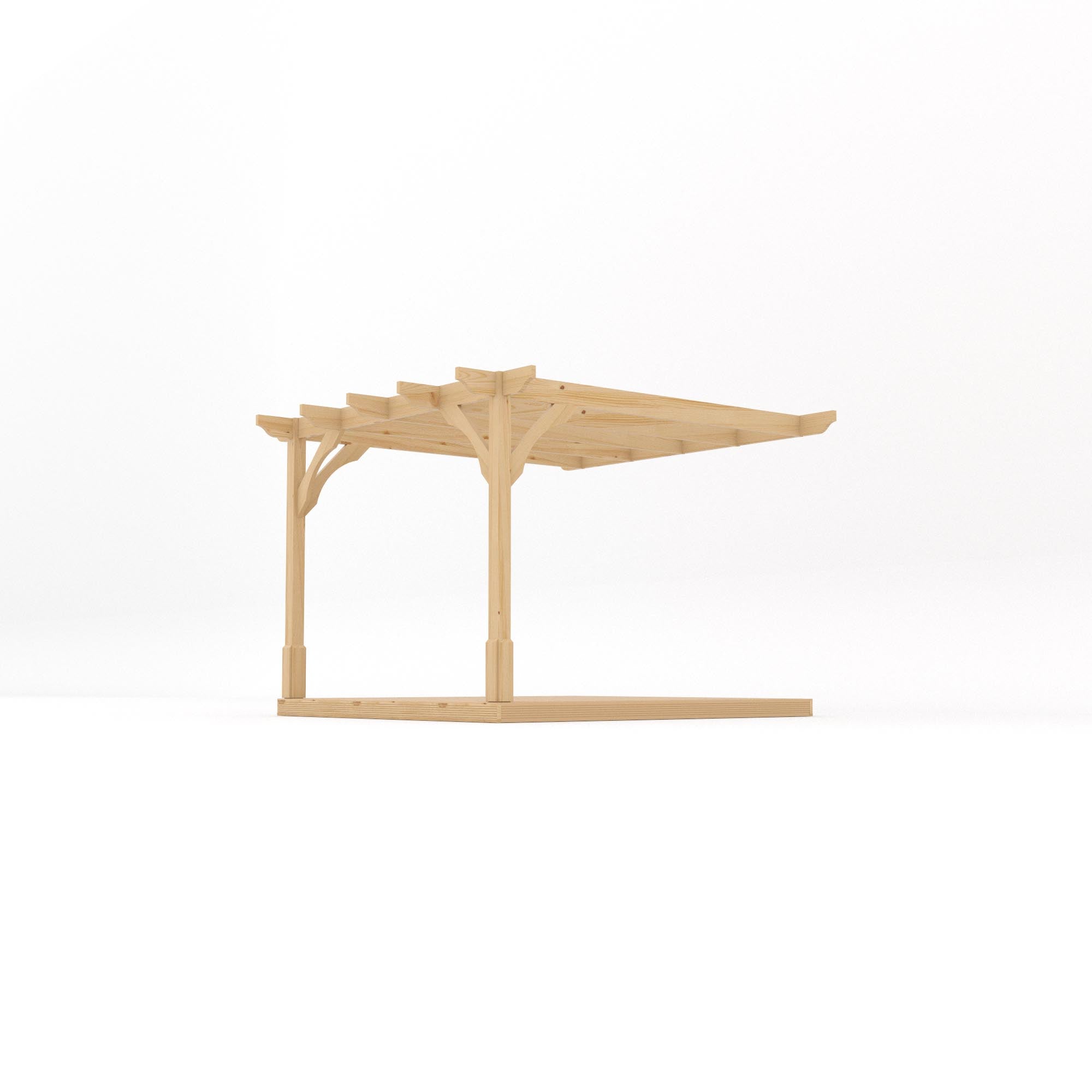 Wall Mounted Premium Pergola with Decking - Light Green - 3m Depth x 3m Length