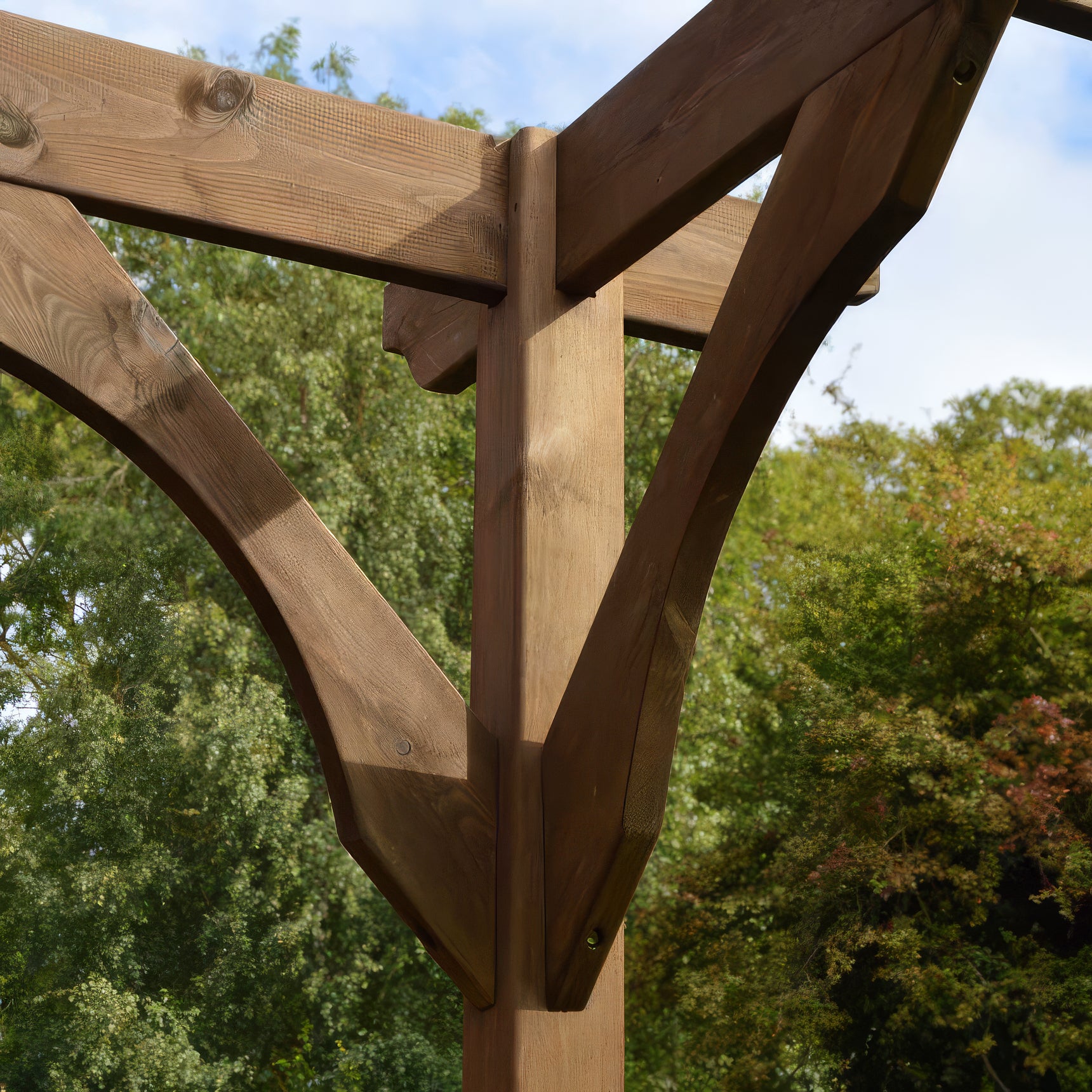 Wall Mounted Premium Pergola - Rustic Brown - 2.4m Depth x 4.2m Length