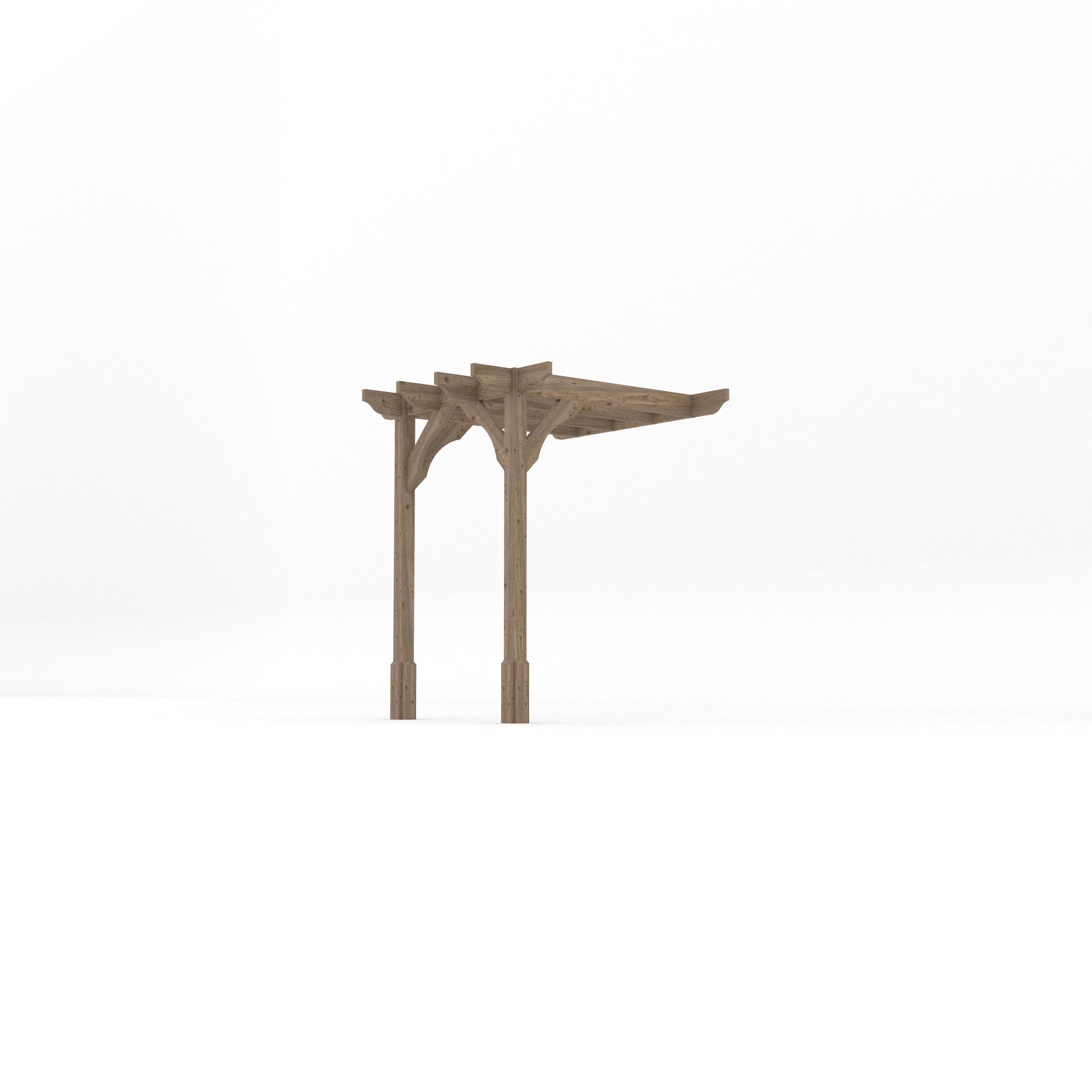 Wall Mounted Premium Pergola - Rustic Brown - 1.8m Depth x 1.8m Length
