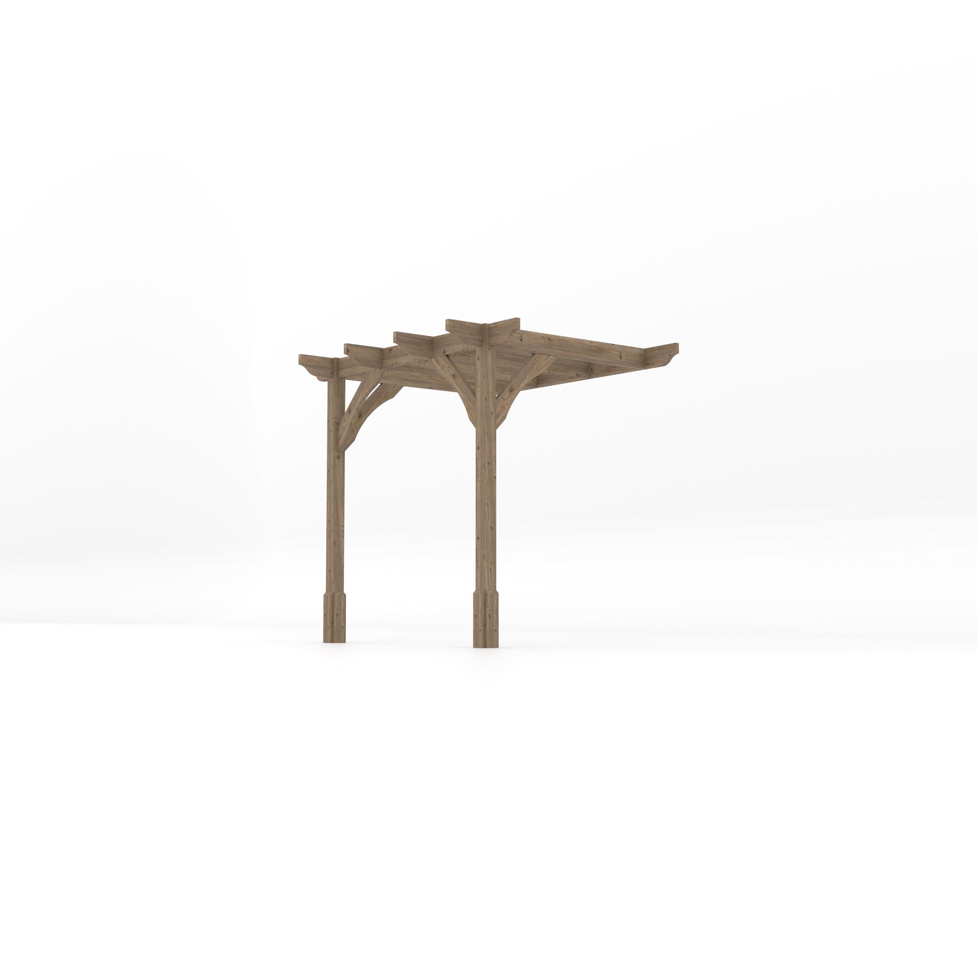 Wall Mounted Premium Pergola - Rustic Brown - 1.8m Depth x 2.4m Length