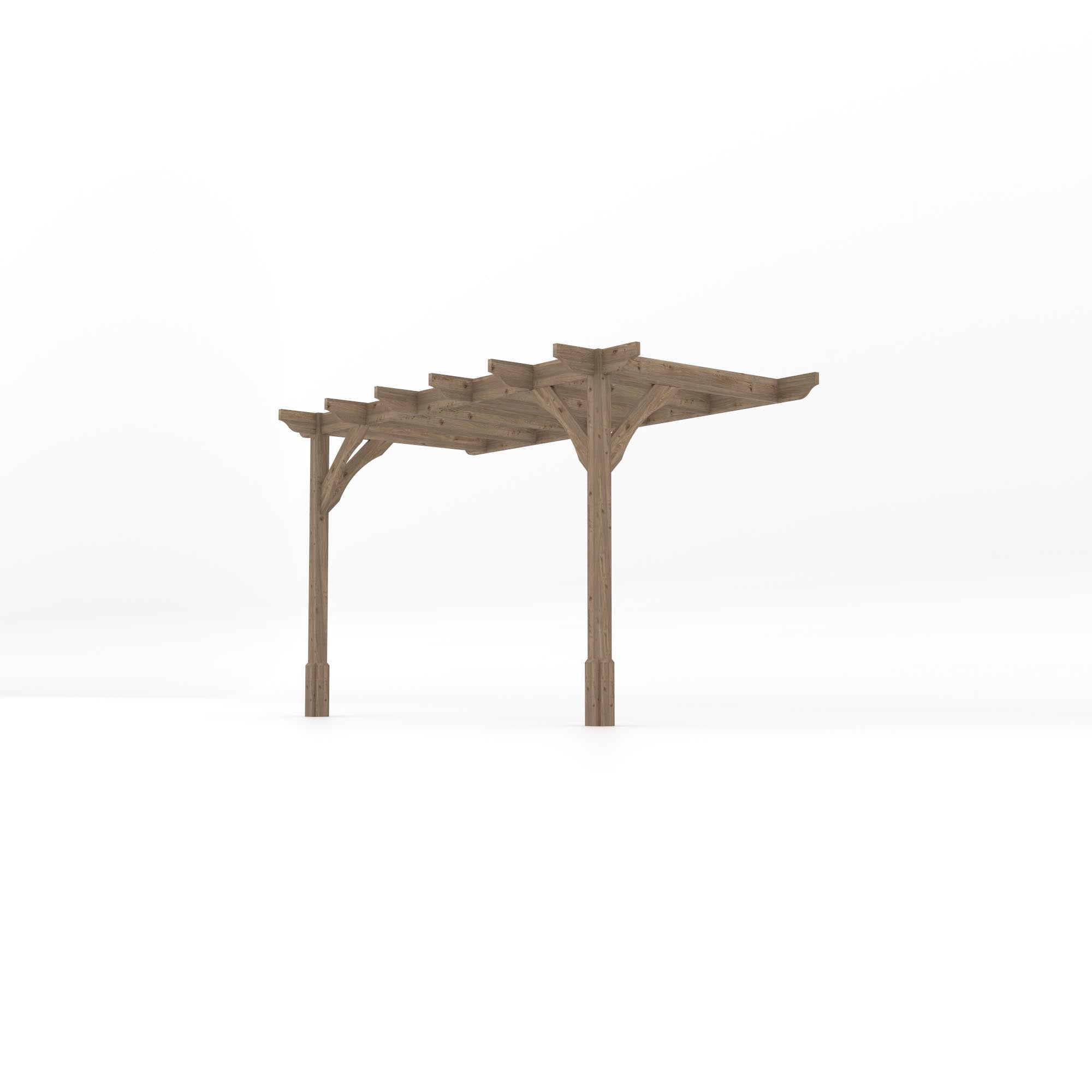 Wall Mounted Premium Pergola - Rustic Brown - 1.8m Depth x 3.6m Length