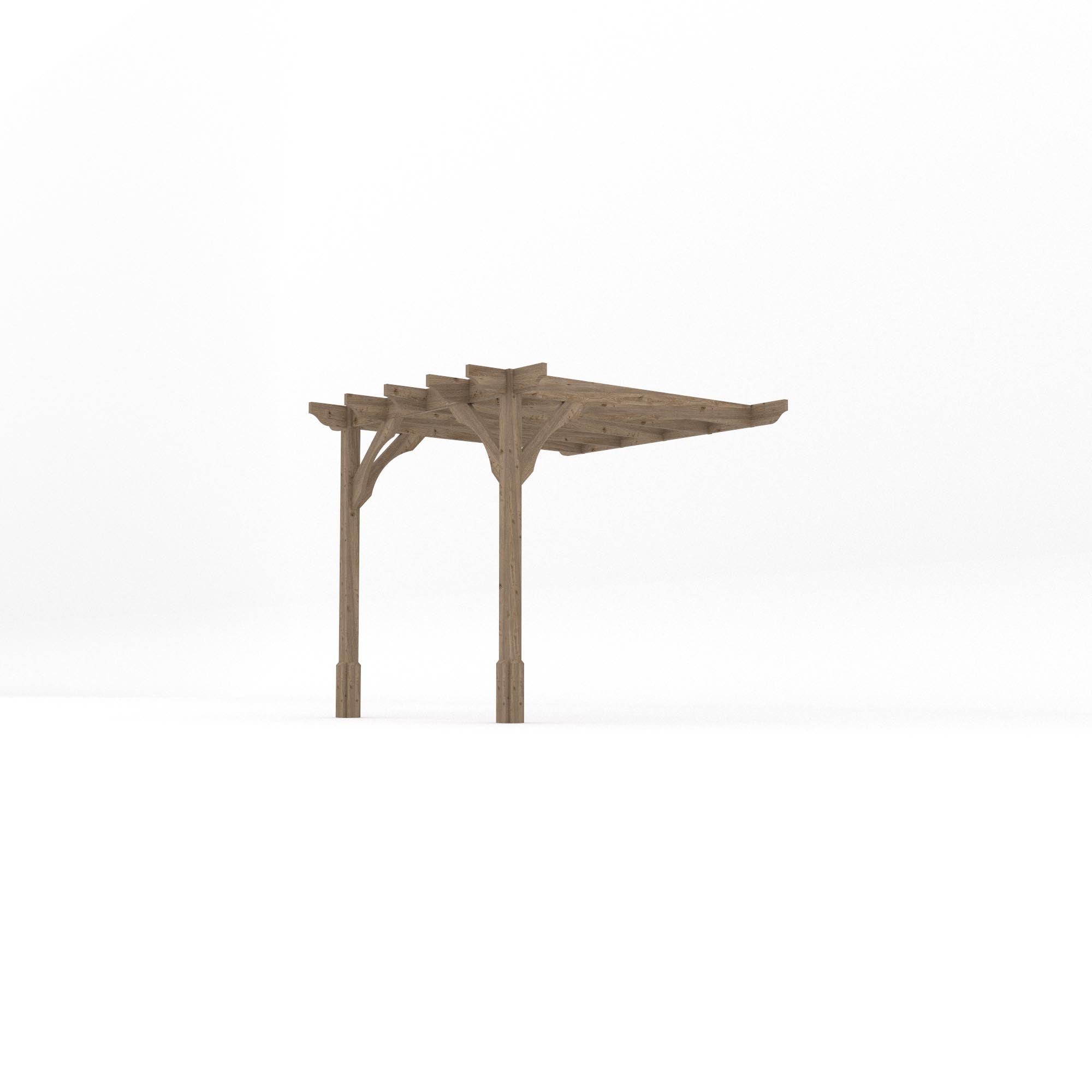 Wall Mounted Premium Pergola - Rustic Brown - 2.4m Depth x 2.4m Length - Clearance Grade